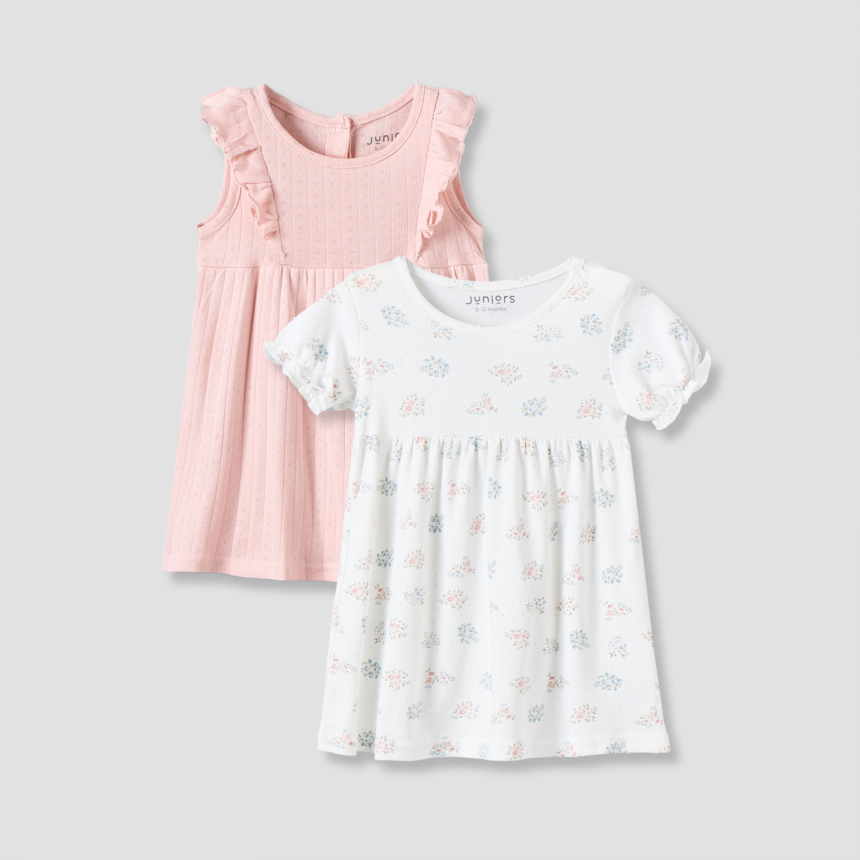 طقم فستان بطول الركبة بياقة مستديرة وأزرار إغلاق كبس من قطعتين من جونيورز-baby-girls-clothing-dressesandjumpsuits-image-1