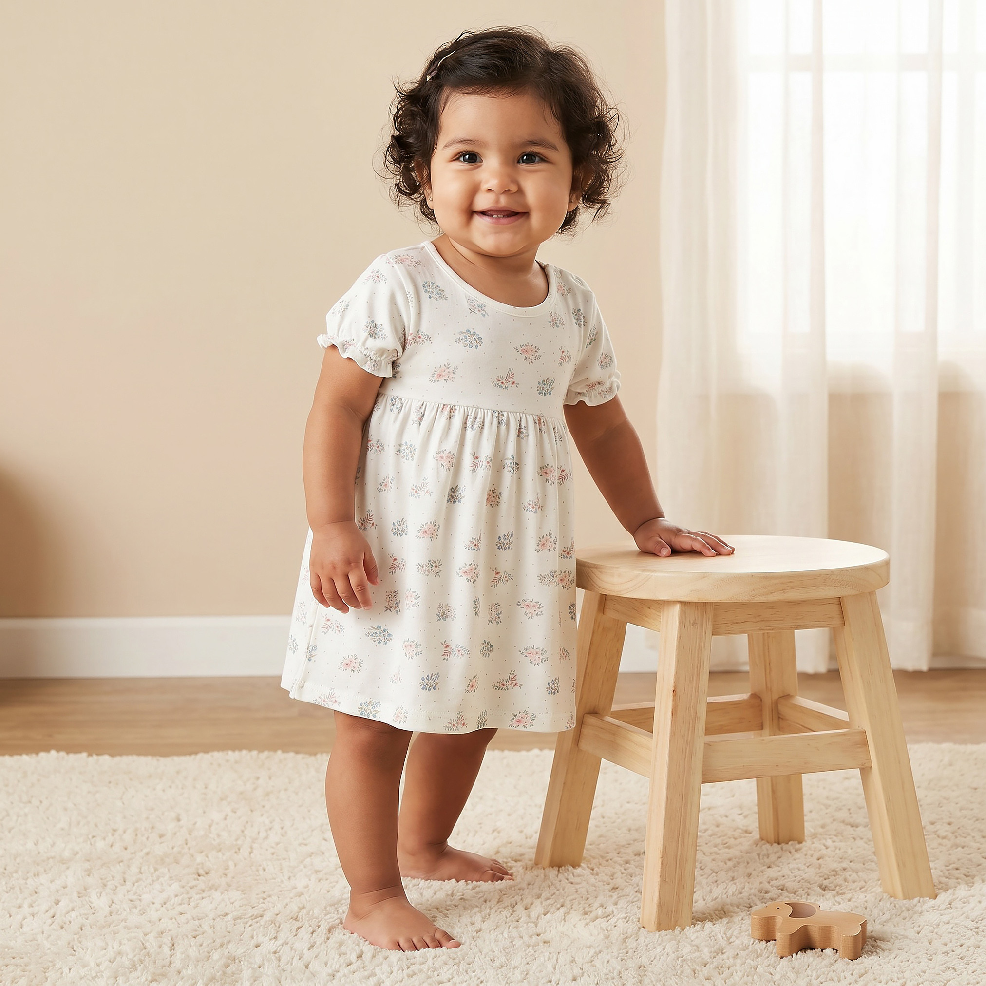 طقم فستان بطول الركبة بياقة مستديرة وأزرار إغلاق كبس من قطعتين من جونيورز-baby-girls-clothing-dressesandjumpsuits-image-2