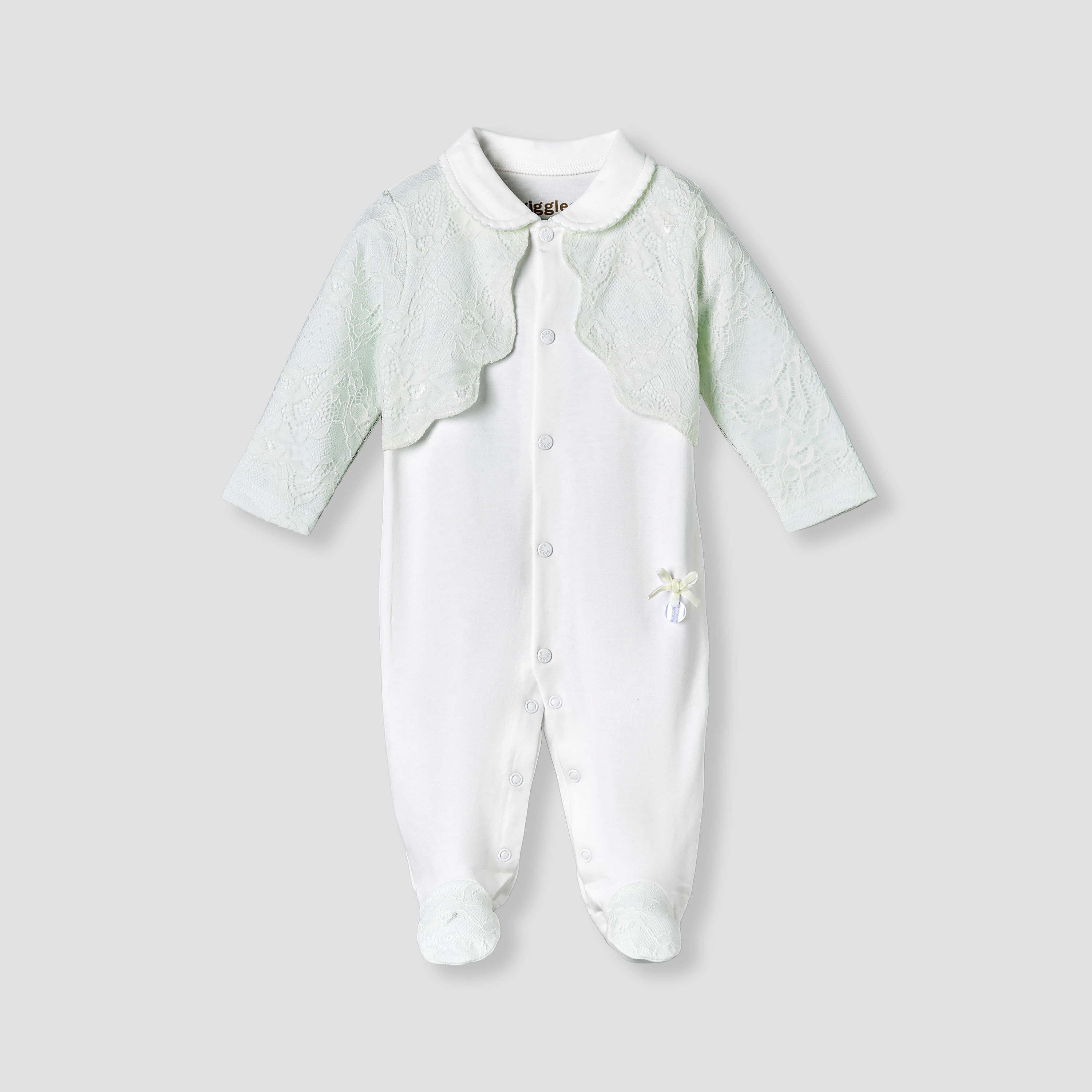 Giggles Cotton Collared Long Sleeves Sleepsuit with Lace Detail-baby-girls-clothing-nightwear-sleepsuits-image-2