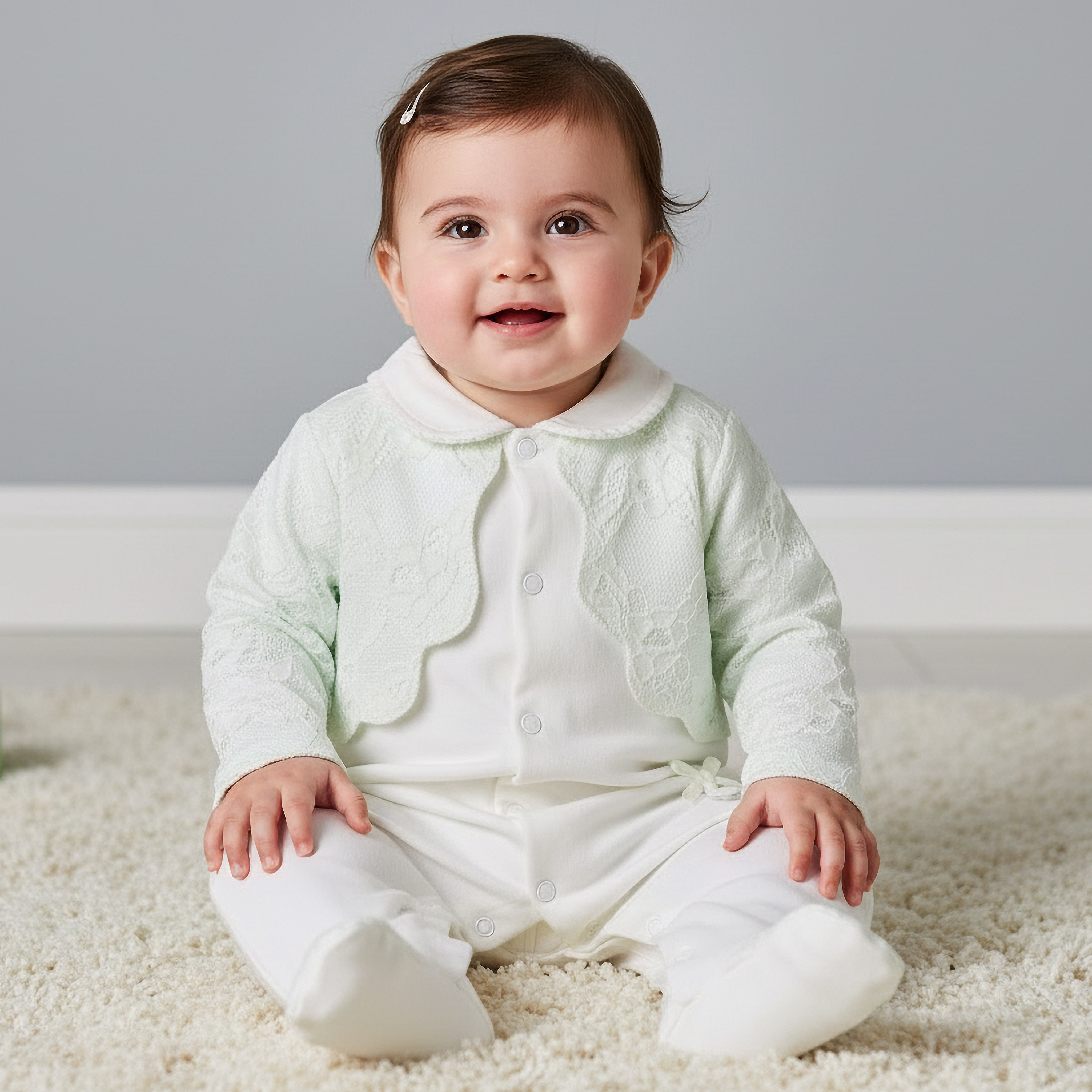 Giggles Cotton Collared Long Sleeves Sleepsuit with Lace Detail-baby-girls-clothing-nightwear-sleepsuits-image-1