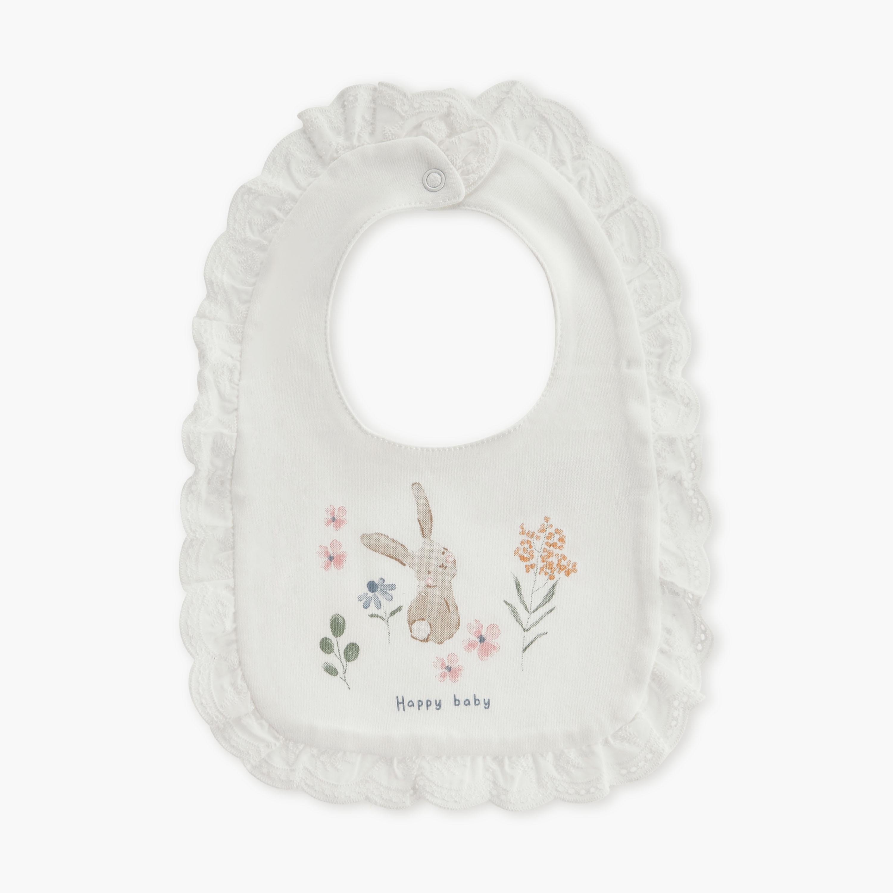 Juniors Printed Bib with Snap Button Closure and Frill Detail - Set of 2-baby-feeding-bibs-image-3