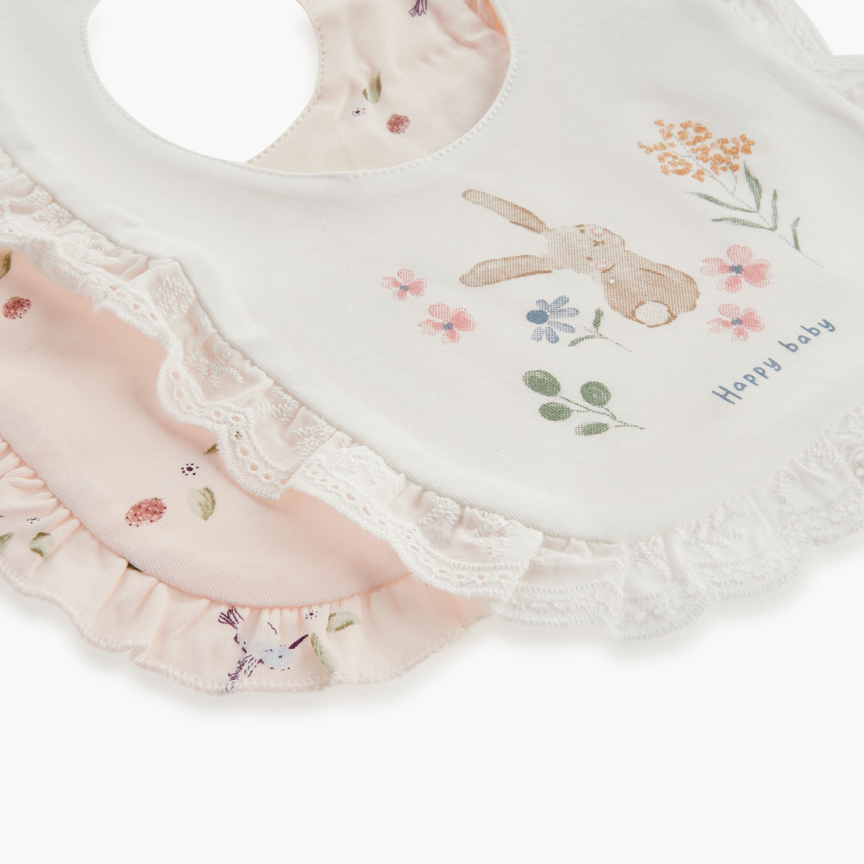 Juniors Printed Bib with Snap Button Closure and Frill Detail - Set of 2-baby-feeding-bibs-image-5