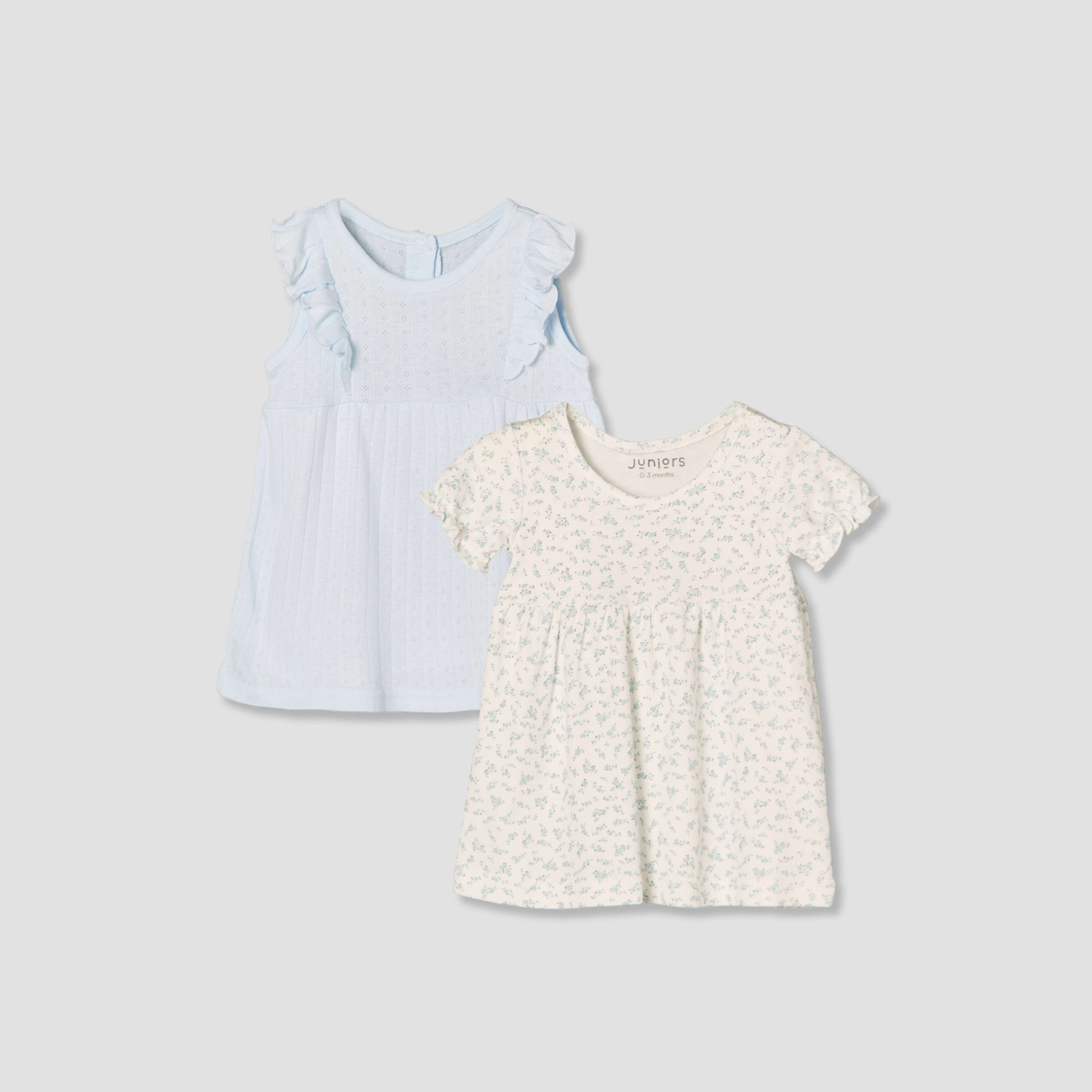 Pack of 2 Juniors Round Neck Knee Length A-line Dress with Assorted Design-baby-girls-clothing-dressesandjumpsuits-image-1