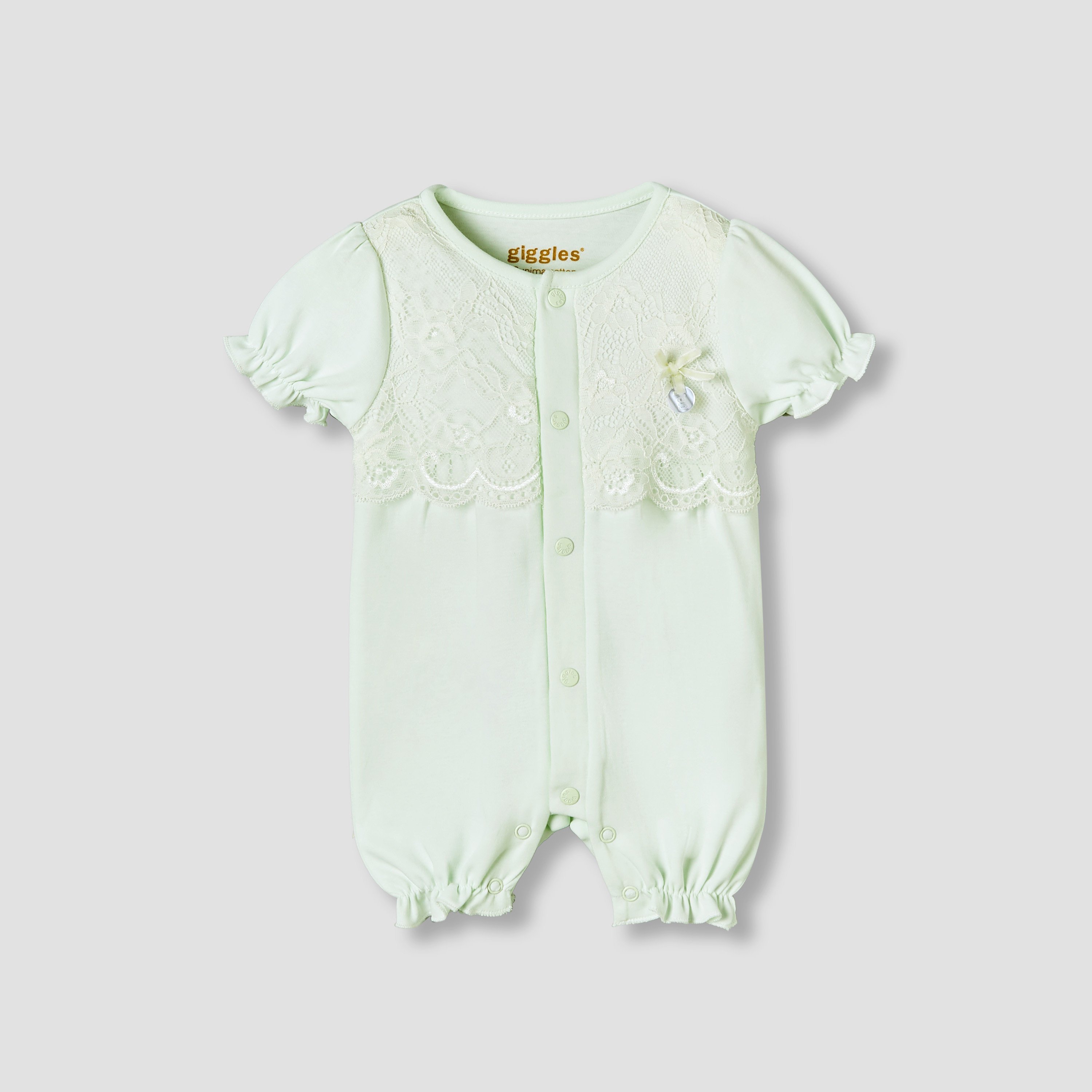 Giggles Round Neck Short Sleeves Romper with Lace Detail-baby-girls-clothing-rompers-image-2