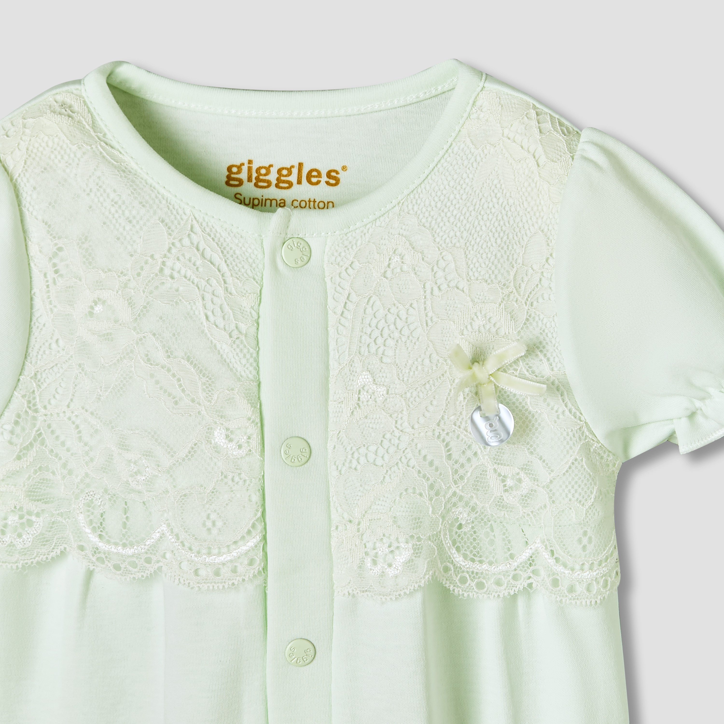 Giggles Round Neck Short Sleeves Romper with Lace Detail-baby-girls-clothing-rompers-image-4