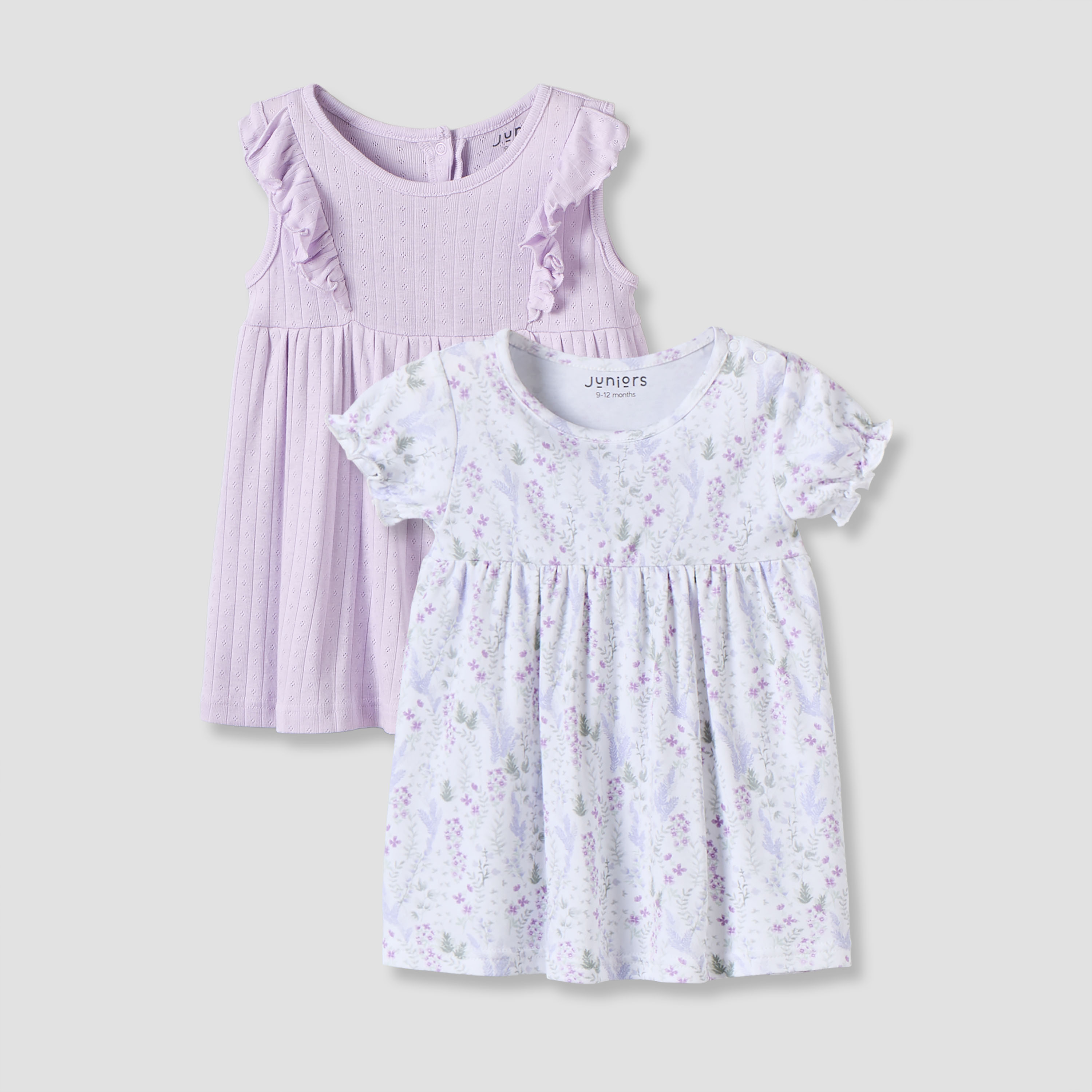 طقم فستان بطول الركبة بياقة مستديرة وأزرار إغلاق كبس من قطعتين من جونيورز-baby-girls-clothing-dressesandjumpsuits-image-1