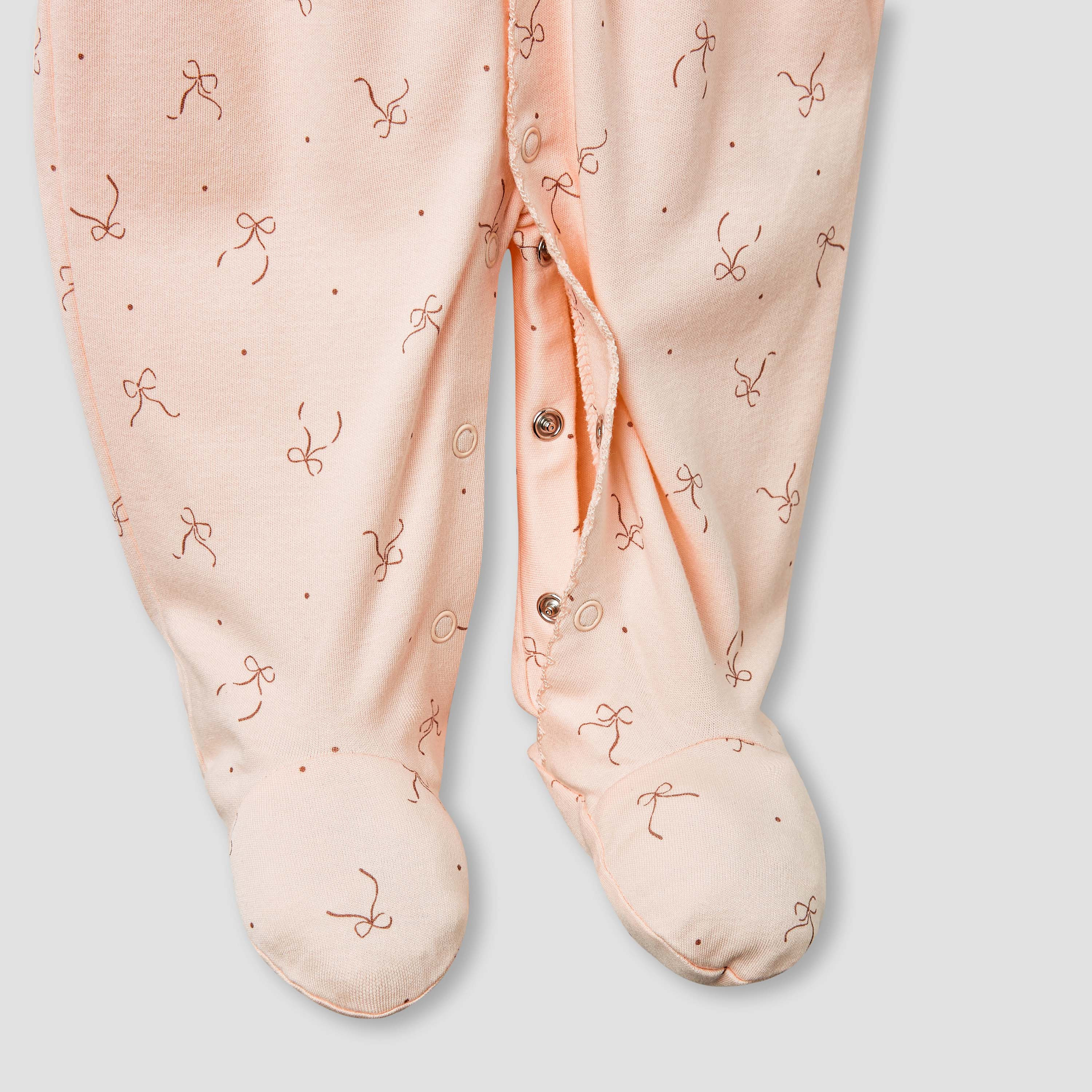 Juniors Bow Print Closed Feet Sleepsuit with Long Sleeves-baby-girls-clothing-nightwear-sleepsuits-image-5