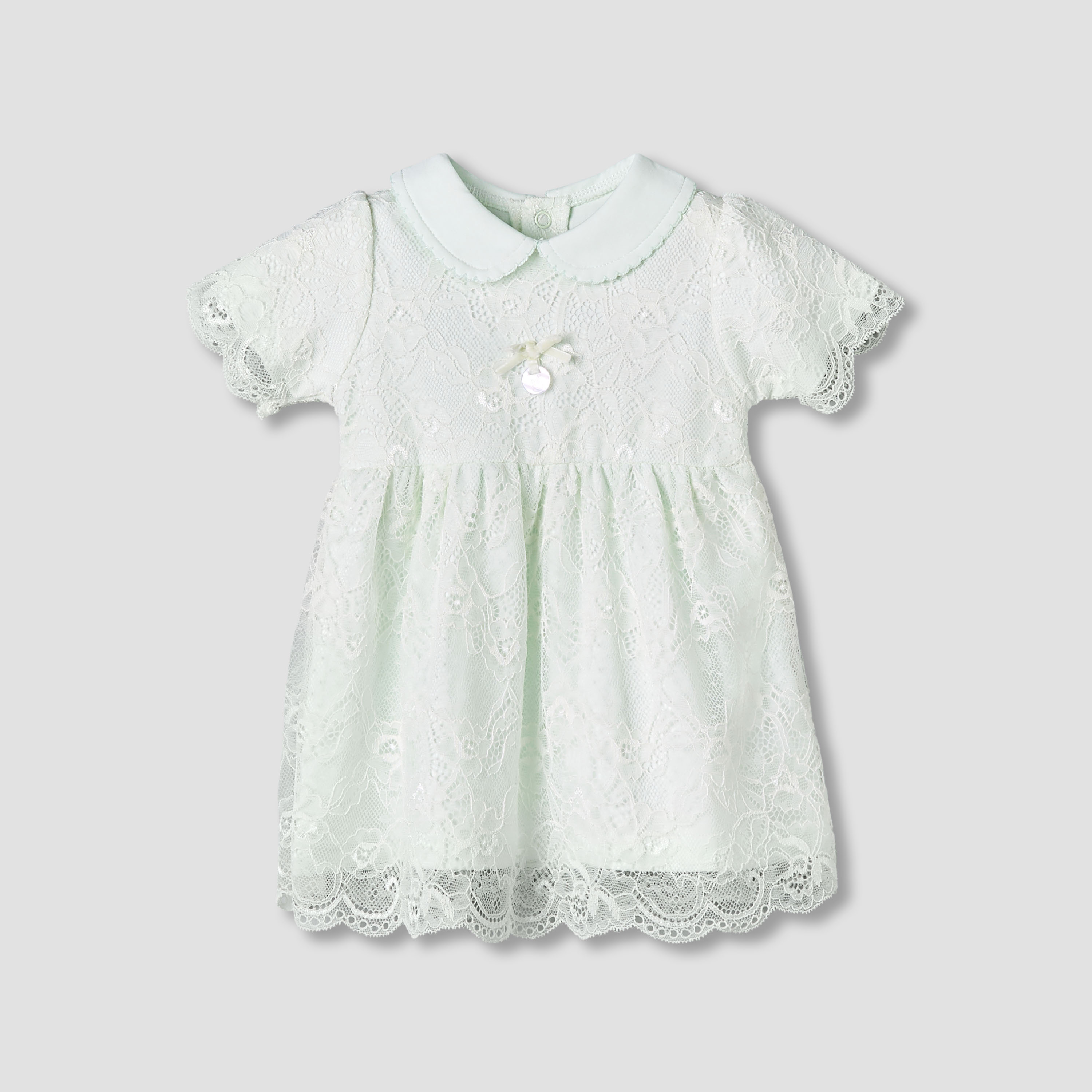 Giggles Peter Pan Collar Short Sleeves A-Line Dress with Lace Detail-baby-girls-clothing-dressesandjumpsuits-image-2