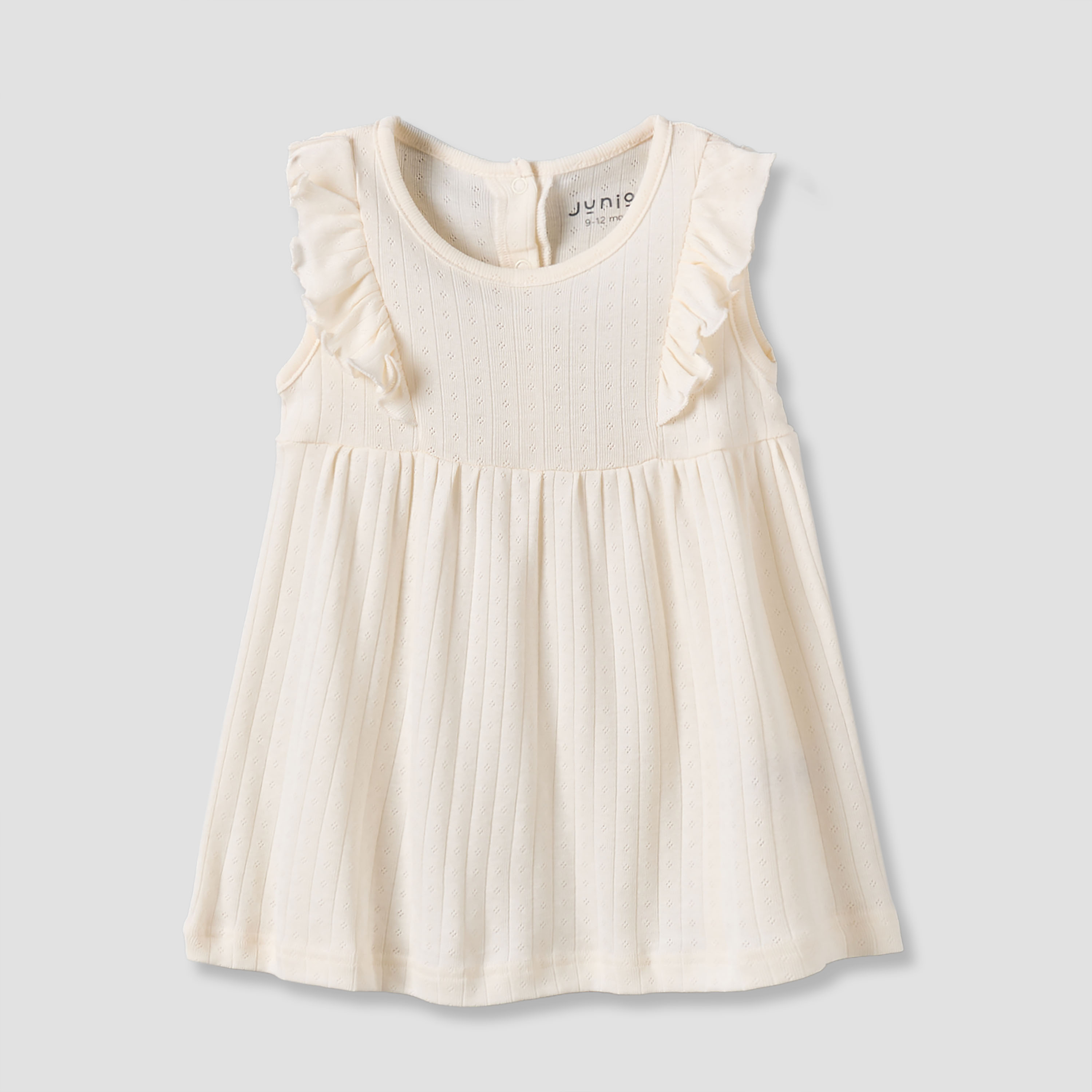 فستان بطول الركبة بياقة مستديرة وأزرار إغلاق كبس - عبوة من قطعتين-baby-girls-clothing-dressesandjumpsuits-image-3