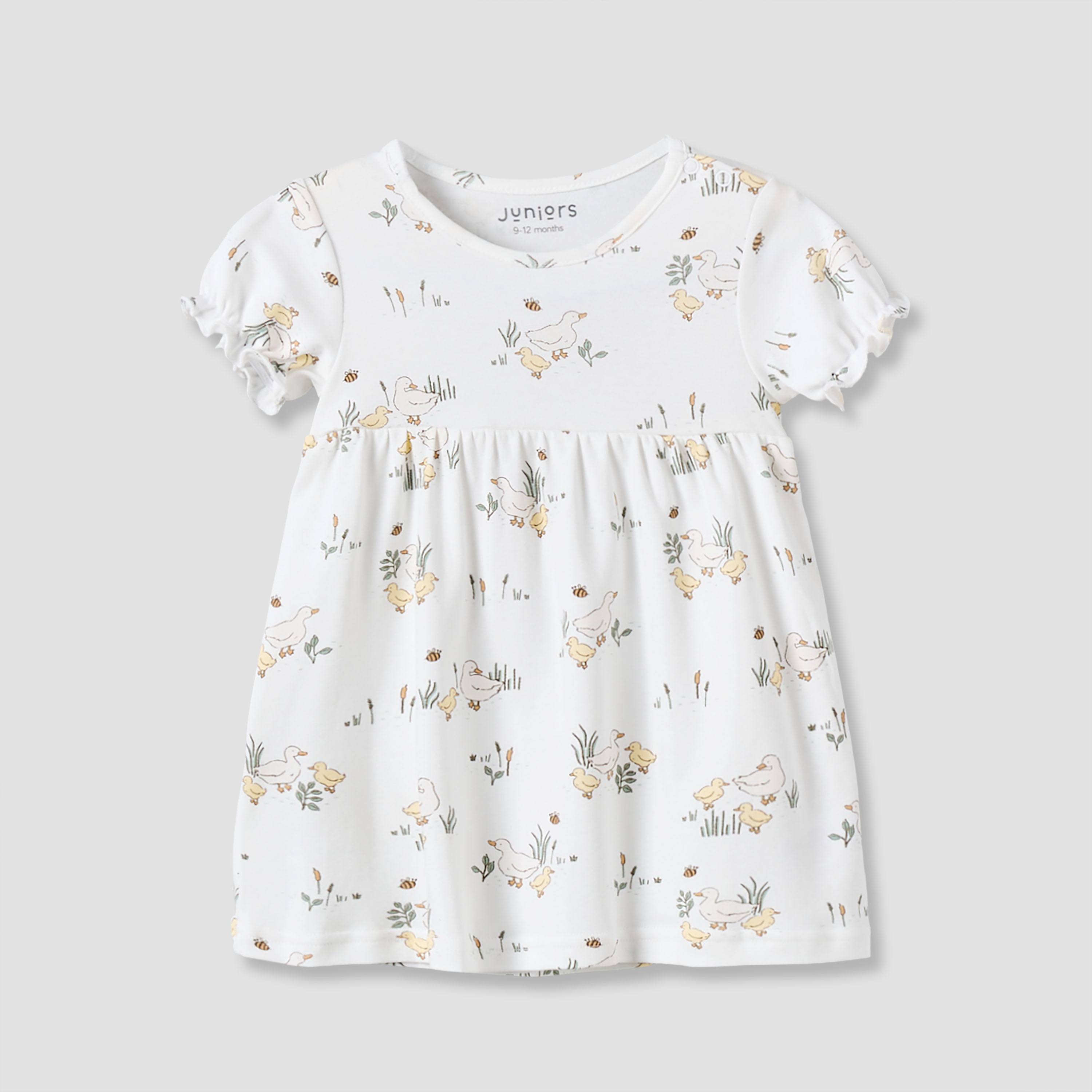 فستان بطول الركبة بياقة مستديرة وأزرار إغلاق كبس - عبوة من قطعتين-baby-girls-clothing-dressesandjumpsuits-image-4
