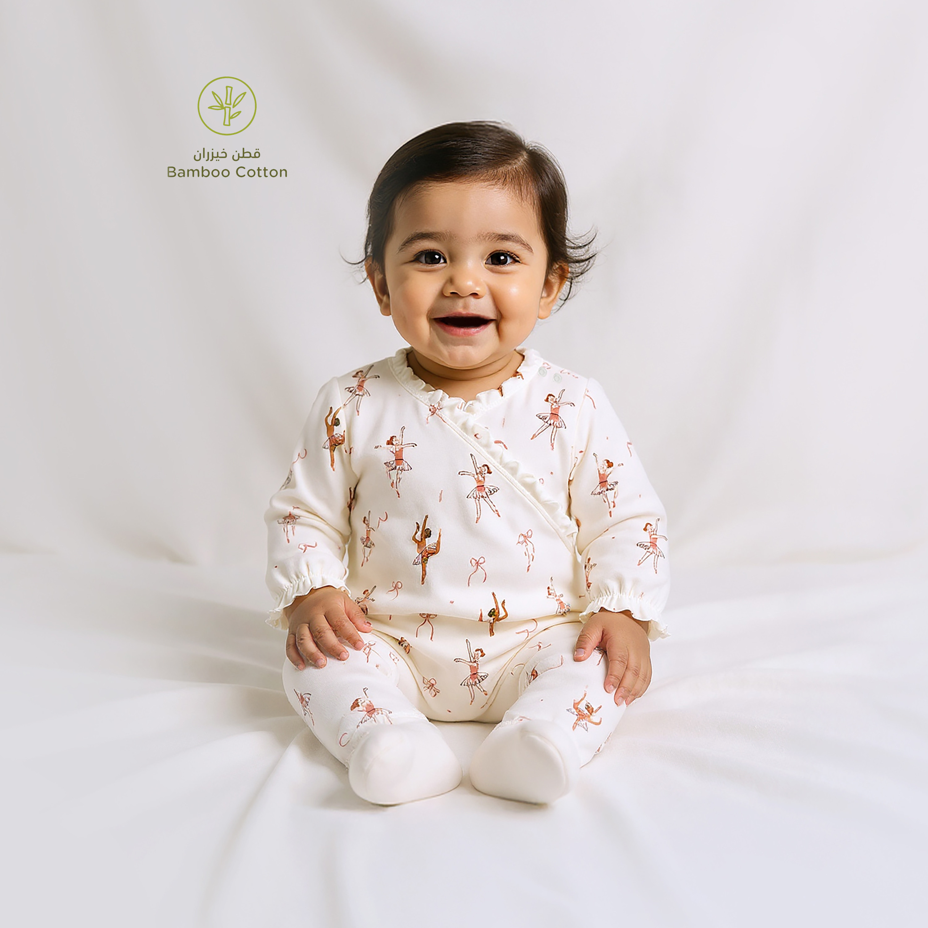 Juniors Ballerina Print Sleepsuit with Long Sleeves-baby-girls-clothing-nightwear-sleepsuits-image-1