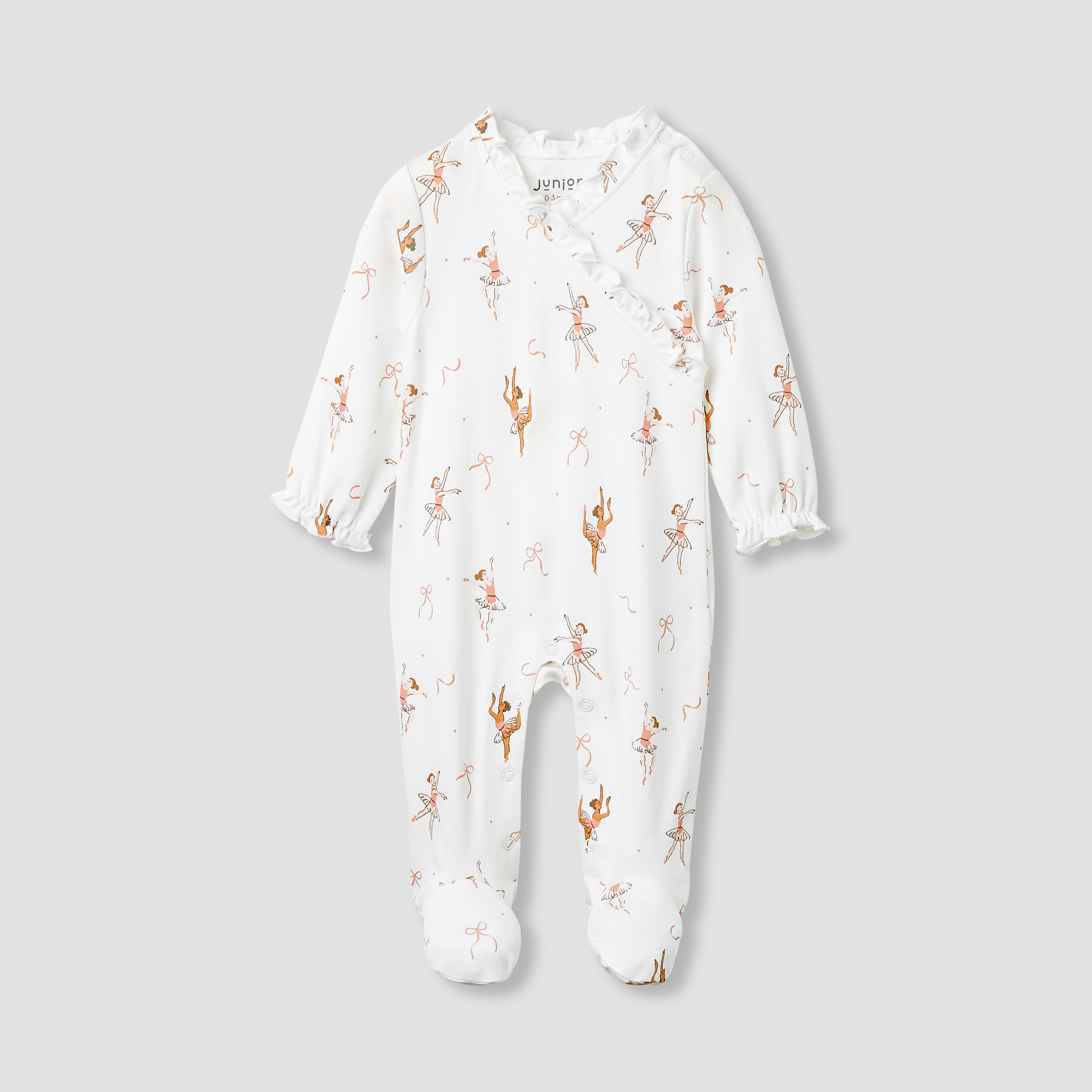Juniors Ballerina Print Sleepsuit with Long Sleeves-baby-girls-clothing-nightwear-sleepsuits-image-3