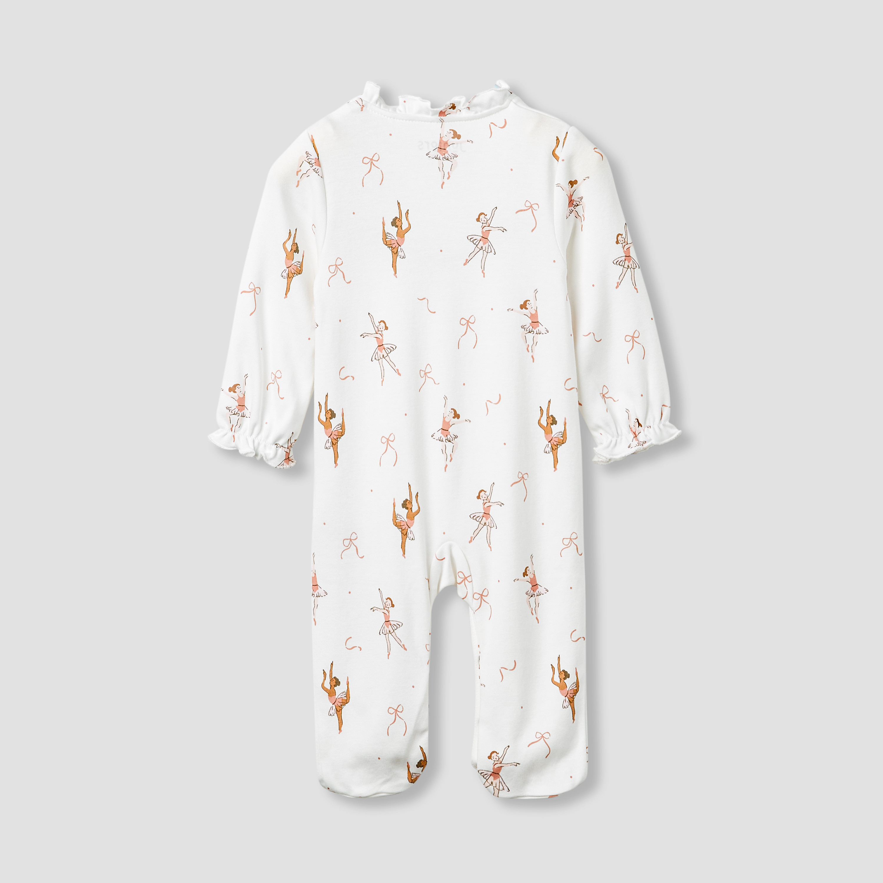 Juniors Ballerina Print Sleepsuit with Long Sleeves-baby-girls-clothing-nightwear-sleepsuits-image-4
