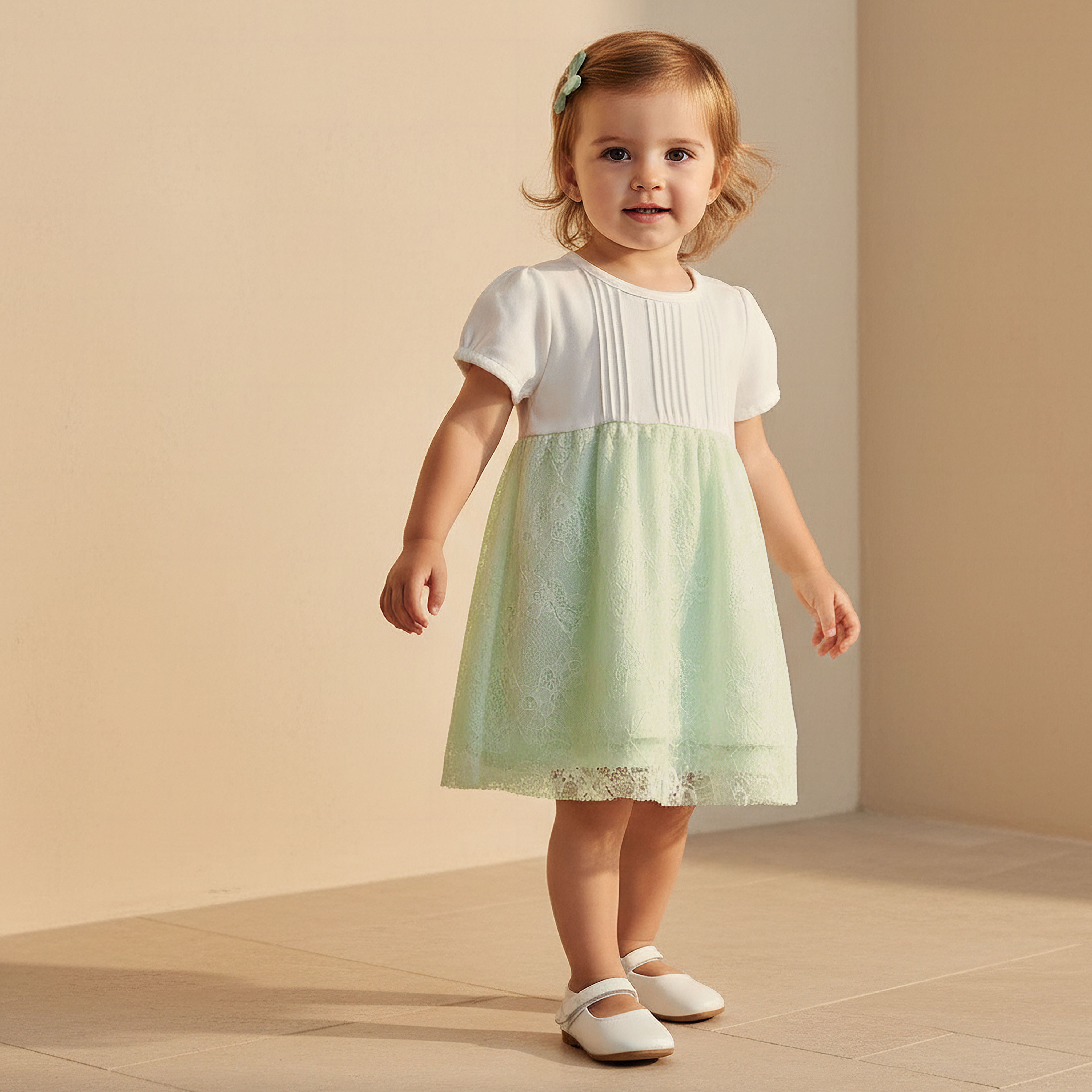 Giggles Round Neck Short Sleeves A-Line Dress with Lace Detail-baby-girls-clothing-dressesandjumpsuits-image-1