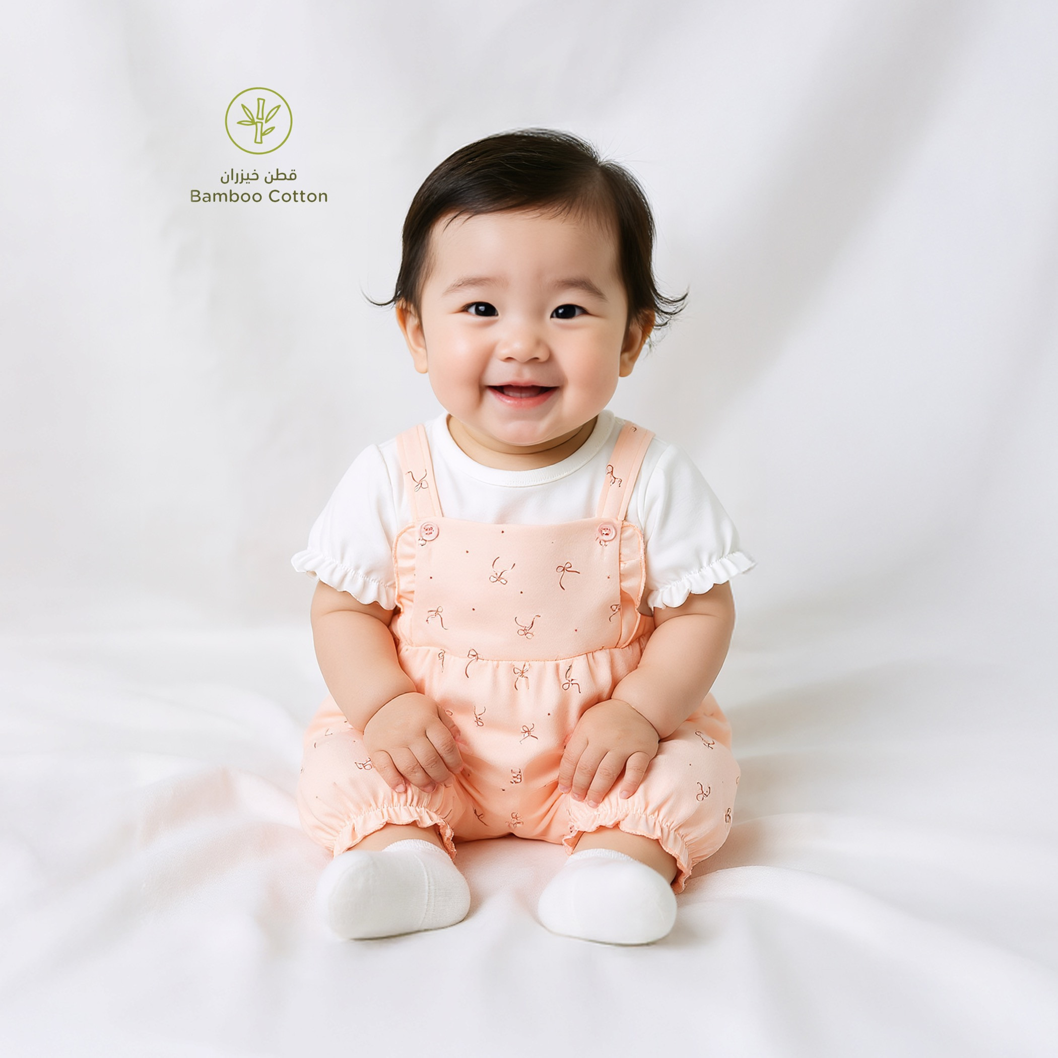 طقم دنغري بطبعات فيونكات وبلوزة سادة من جونيورز-baby-girls-clothing-nightwear-sleepsuits-image-1
