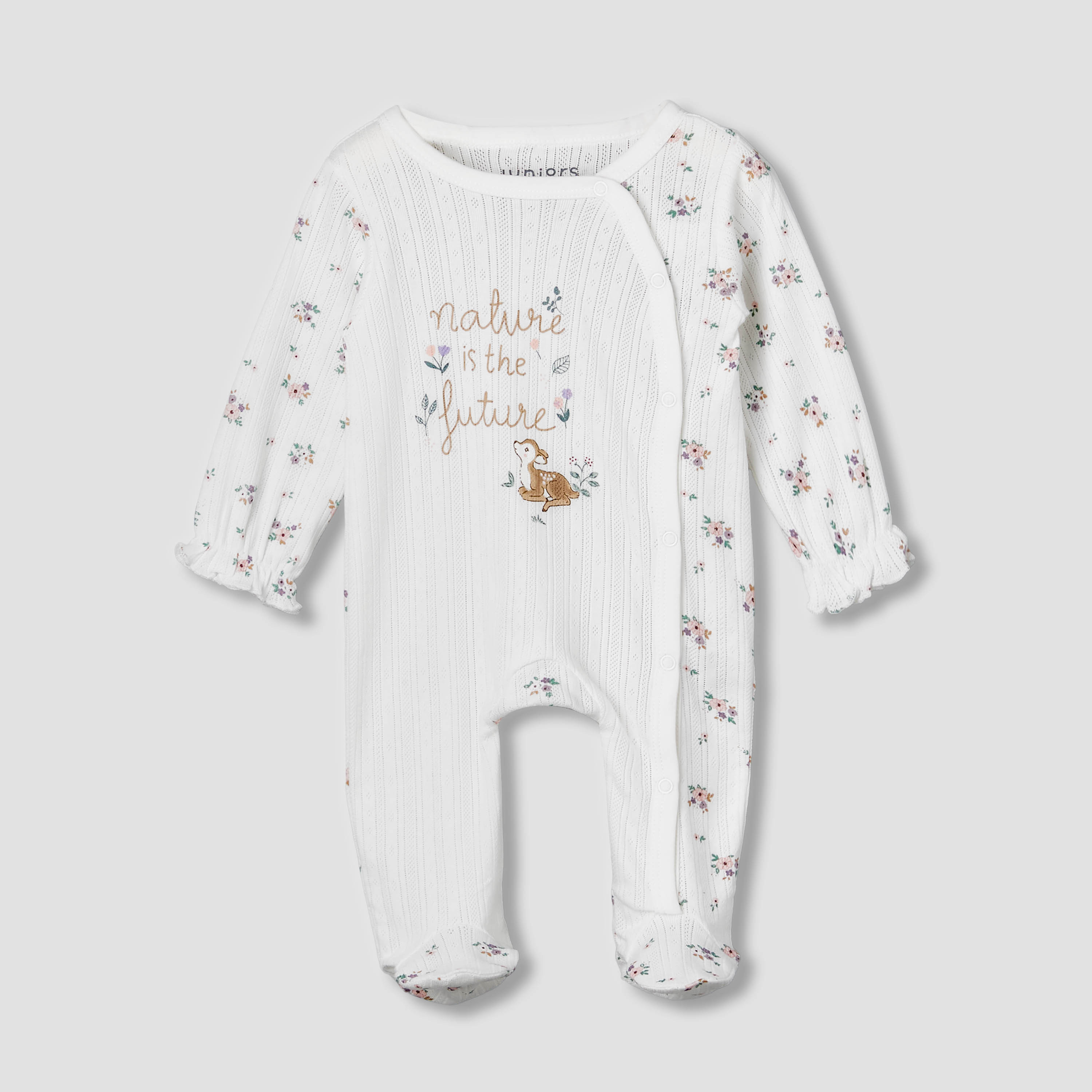 Juniors Cotton Round Neck Long Sleeves Sleepsuit with Floral Print-baby-girls-clothing-nightwear-sleepsuits-image-2