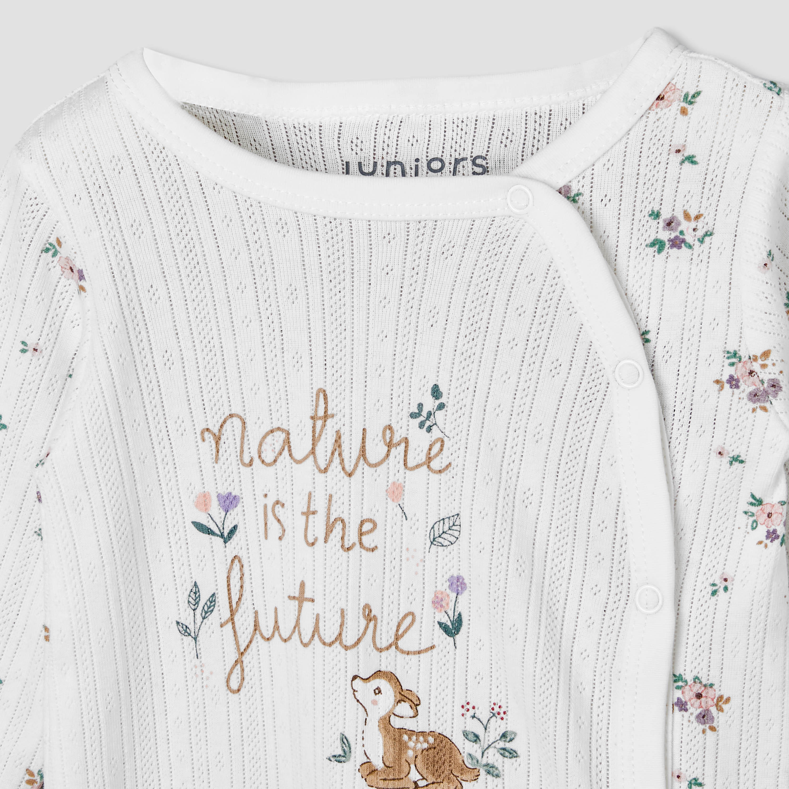 Juniors Cotton Round Neck Long Sleeves Sleepsuit with Floral Print-baby-girls-clothing-nightwear-sleepsuits-image-4