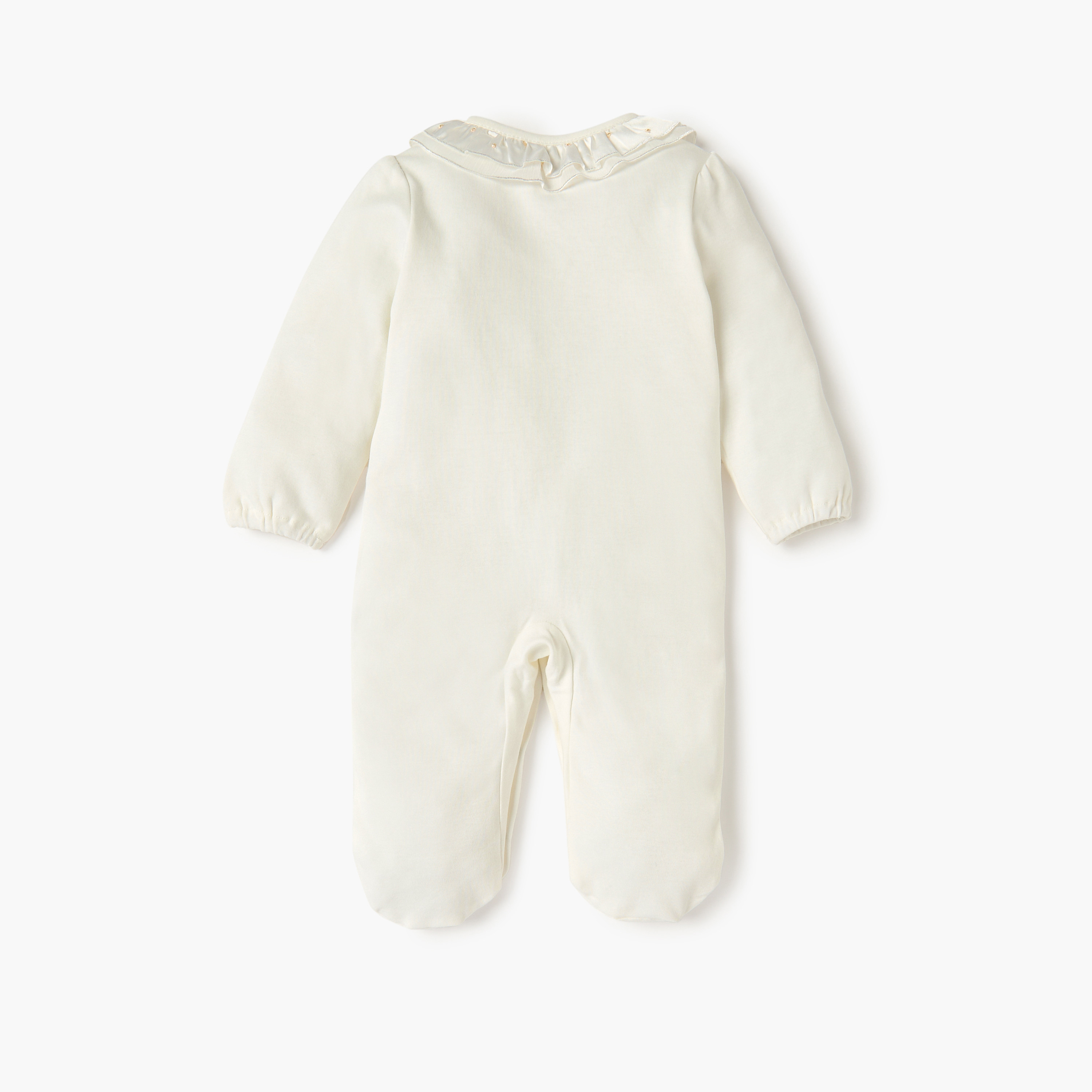 Giggles Embroidered Closed Feet Sleepsuit with Long Sleeves-baby-girls-clothing-nightwear-sleepsuits-image-2