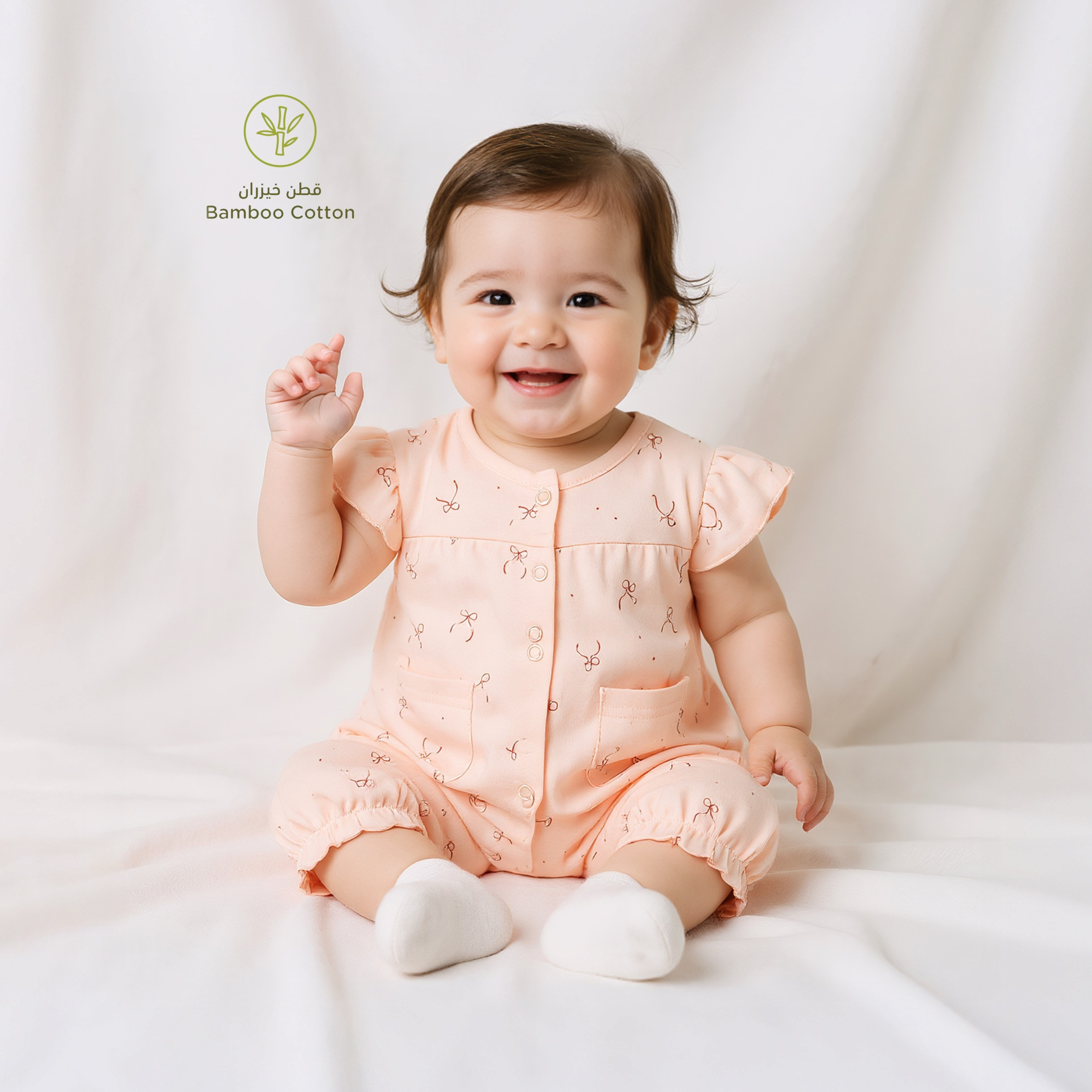 Juniors Bow Print Romper with Flutter Sleeves-baby-girls-clothing-rompers-image-1