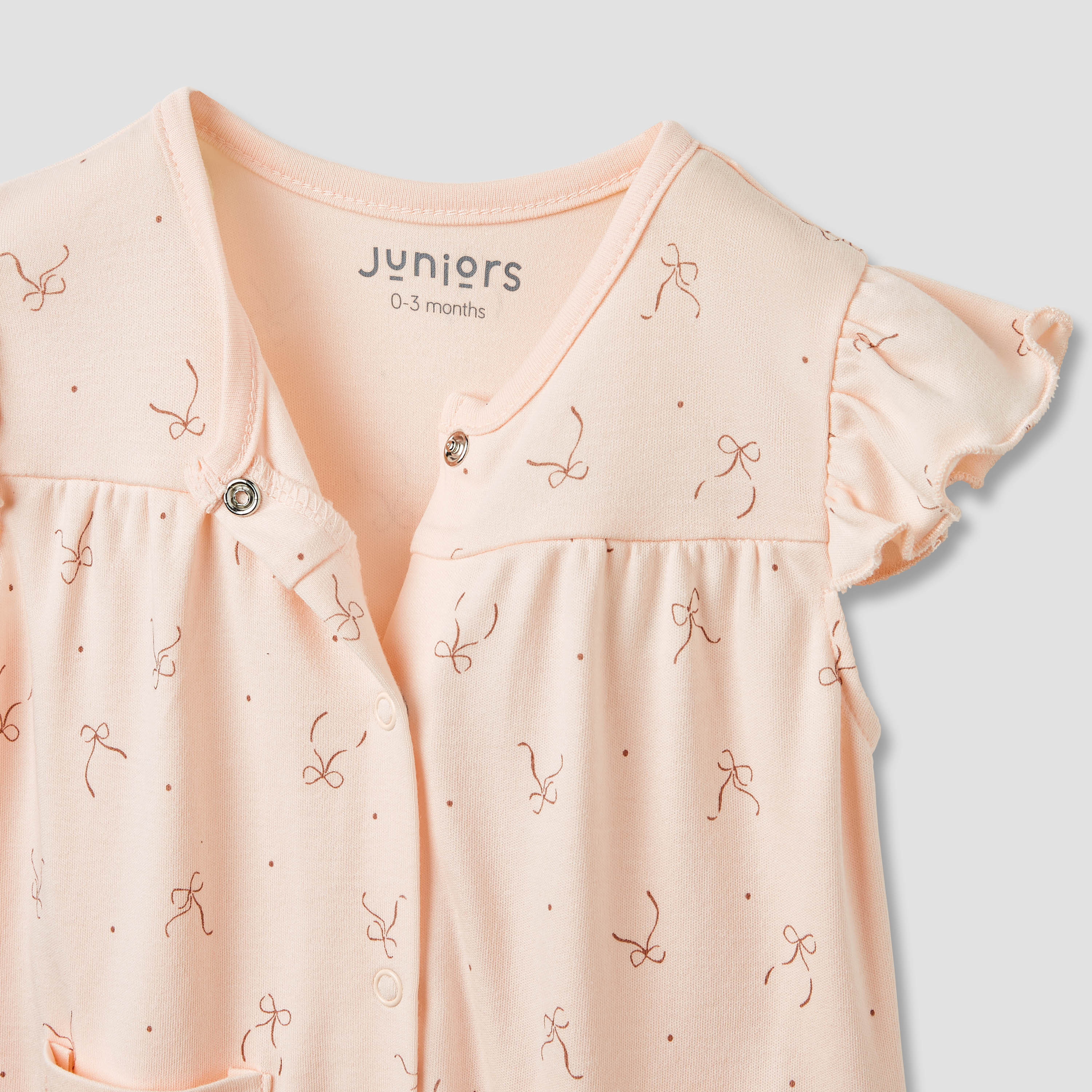 Juniors Bow Print Romper with Flutter Sleeves-baby-girls-clothing-rompers-image-5