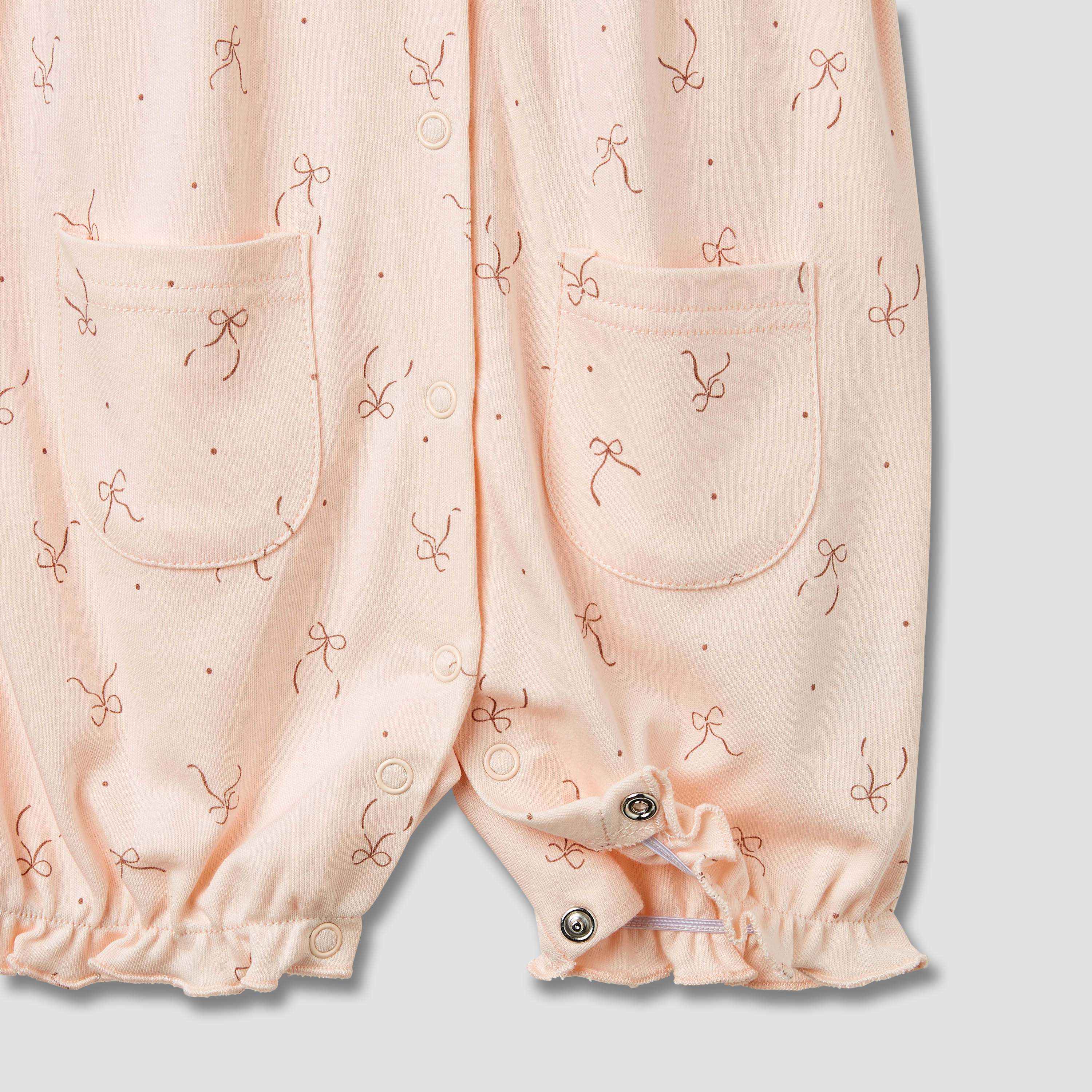 Juniors Bow Print Romper with Flutter Sleeves-baby-girls-clothing-rompers-image-6