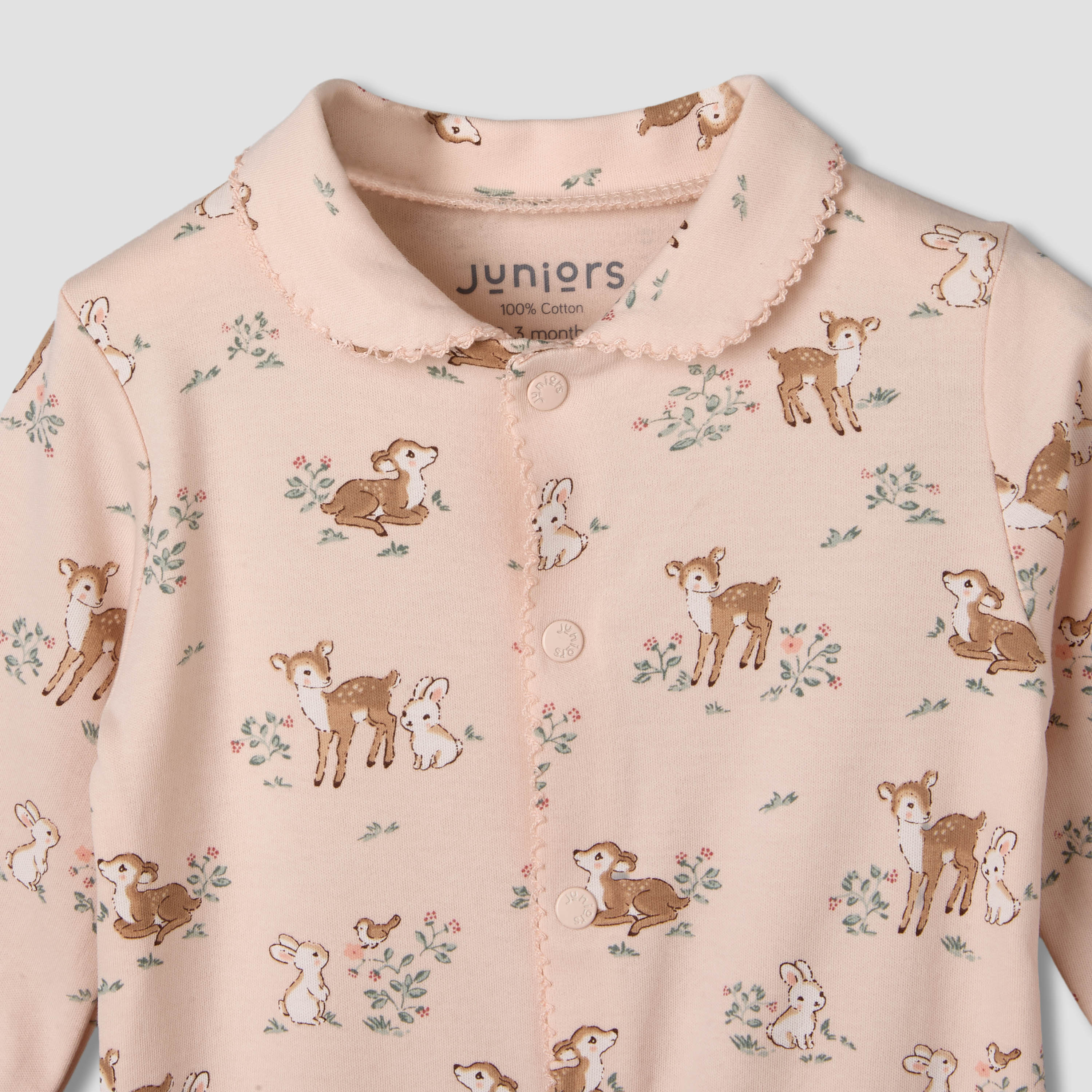Juniors Cotton Peter Pan Collar Long Sleeves Sleepsuit-baby-girls-clothing-nightwear-sleepsuits-image-3