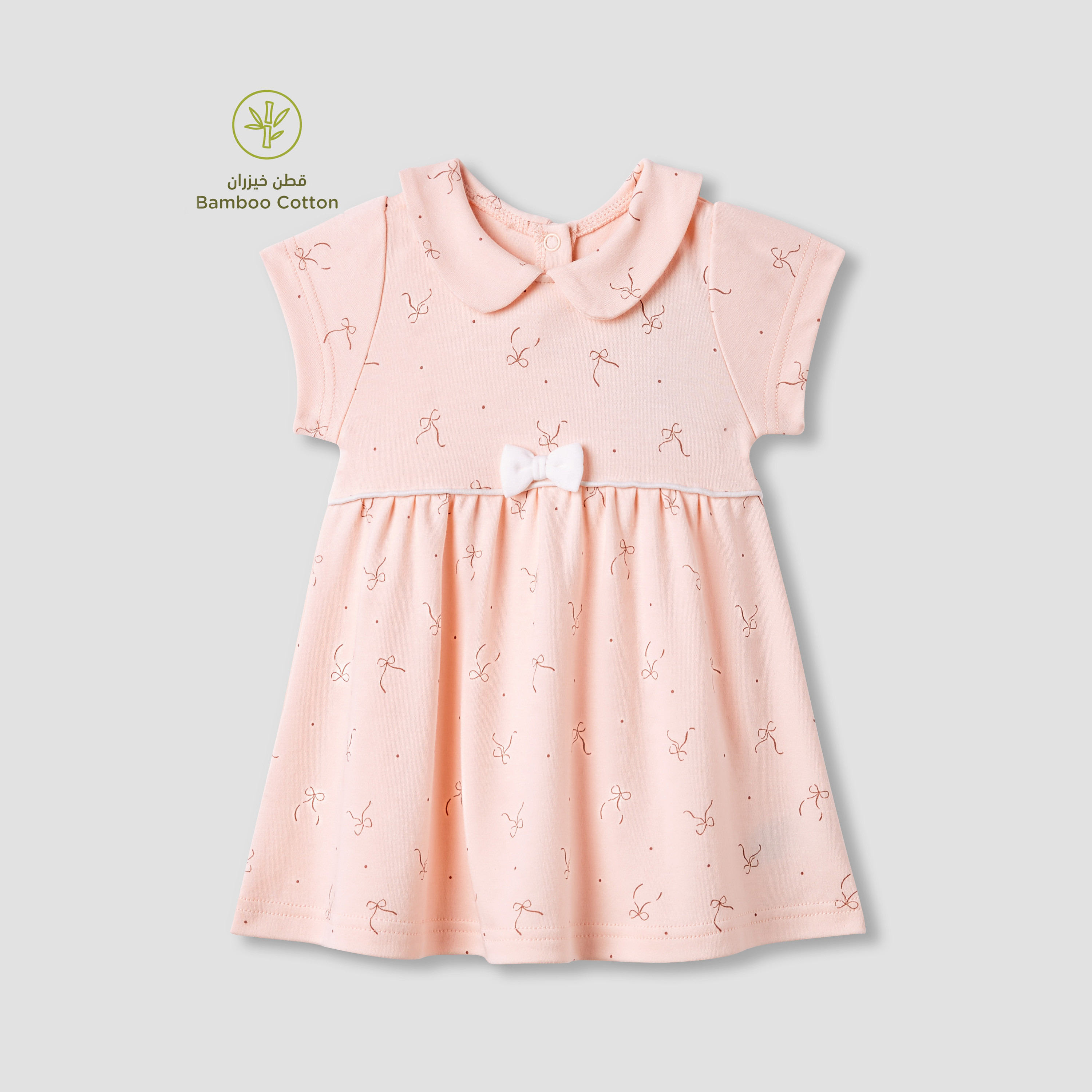 Juniors Bow Print A-line Dress with Short Sleeves-baby-girls-clothing-dressesandjumpsuits-image-1