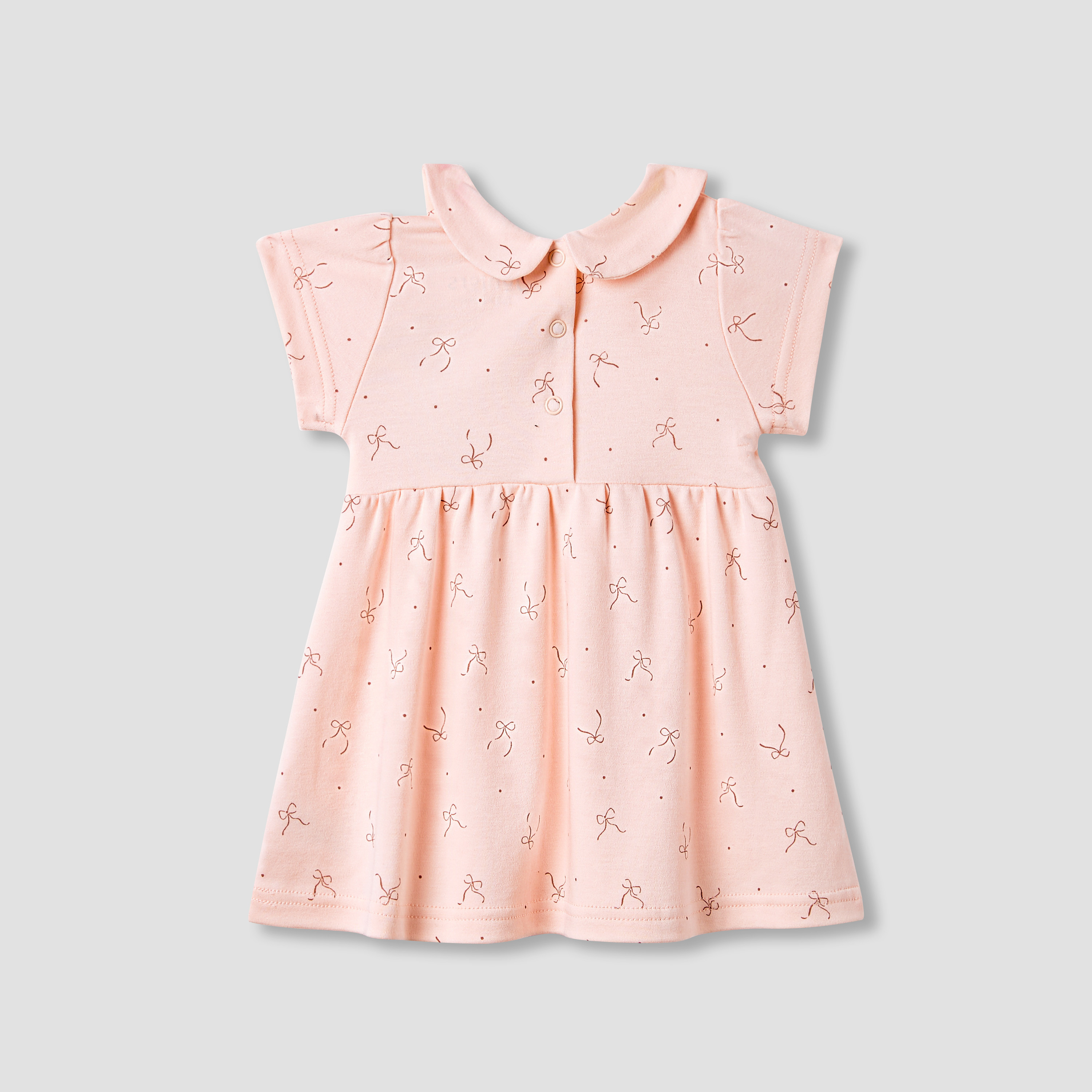 Juniors Bow Print A-line Dress with Short Sleeves-baby-girls-clothing-dressesandjumpsuits-image-3