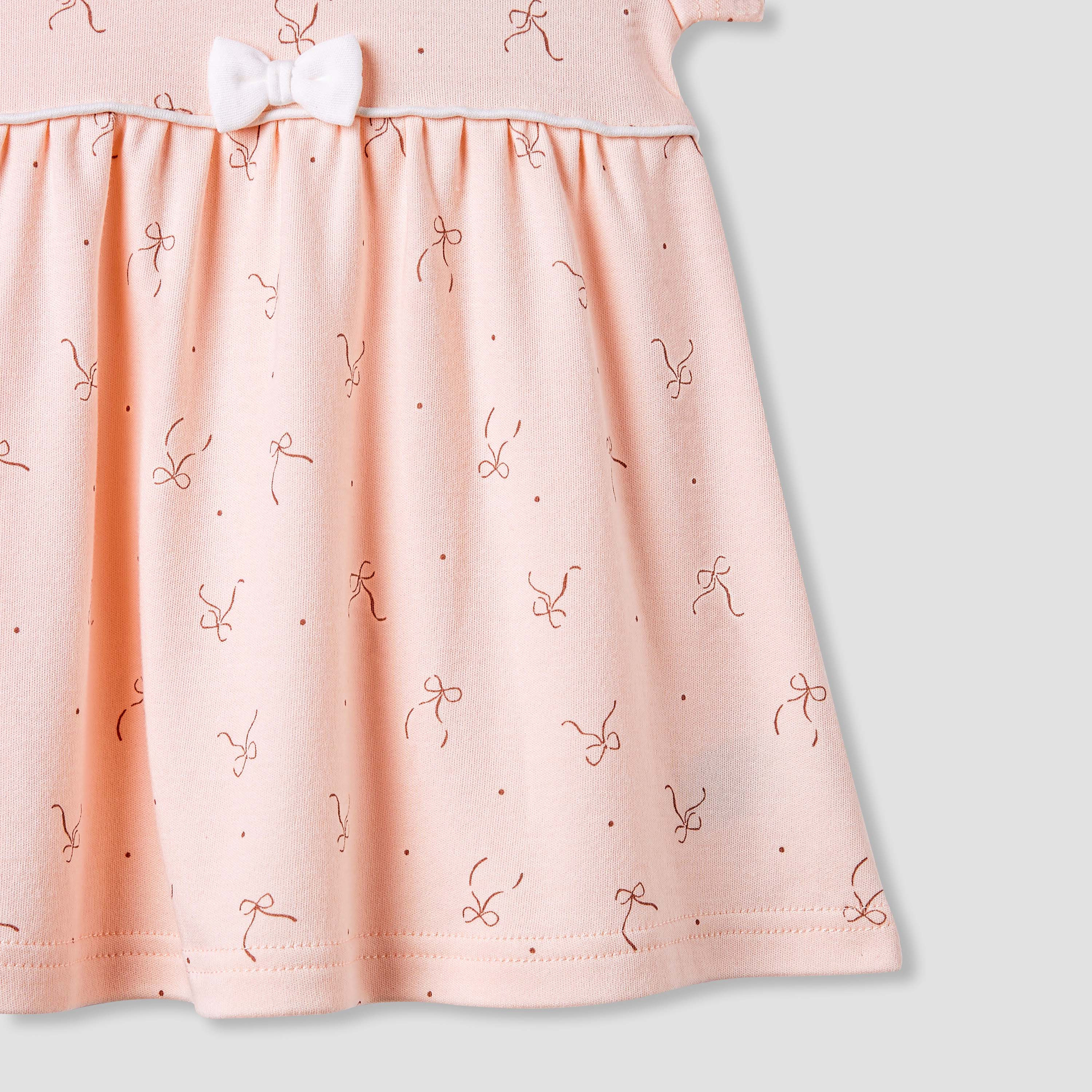 Juniors Bow Print A-line Dress with Short Sleeves-baby-girls-clothing-dressesandjumpsuits-image-6