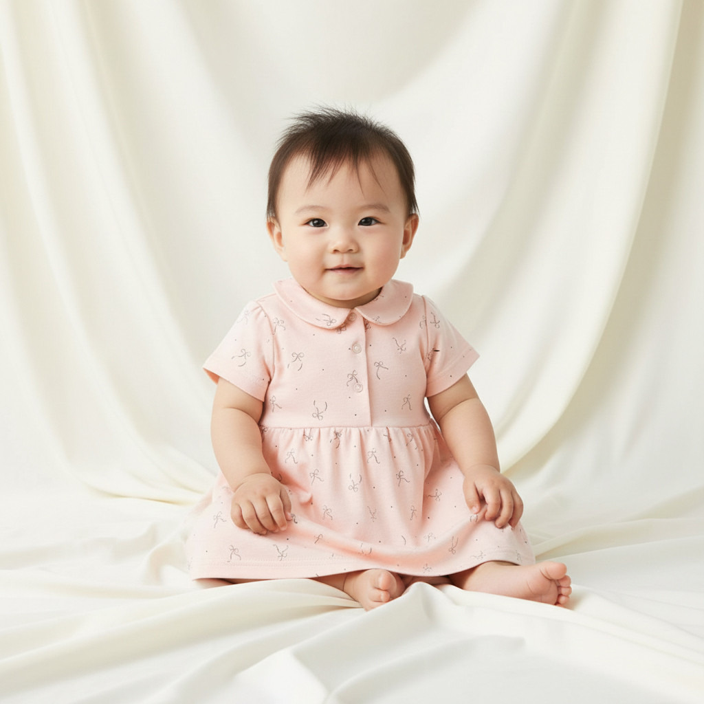 Juniors Bow Print A-line Dress with Short Sleeves-baby-girls-clothing-dressesandjumpsuits-image-2