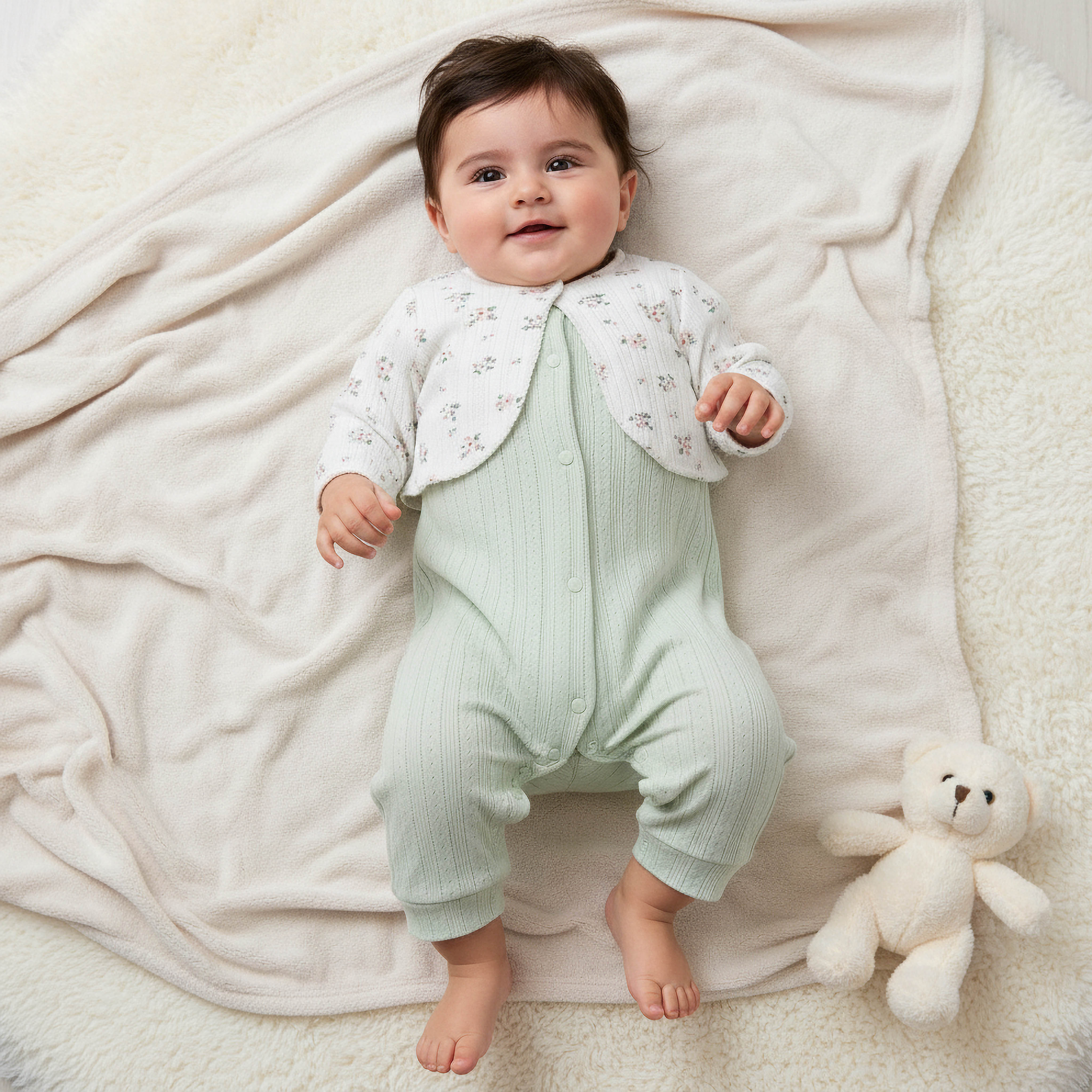 Juniors Cotton Round Neck Long Sleeves Sleepsuit with Floral Print-baby-girls-clothing-nightwear-sleepsuits-image-1