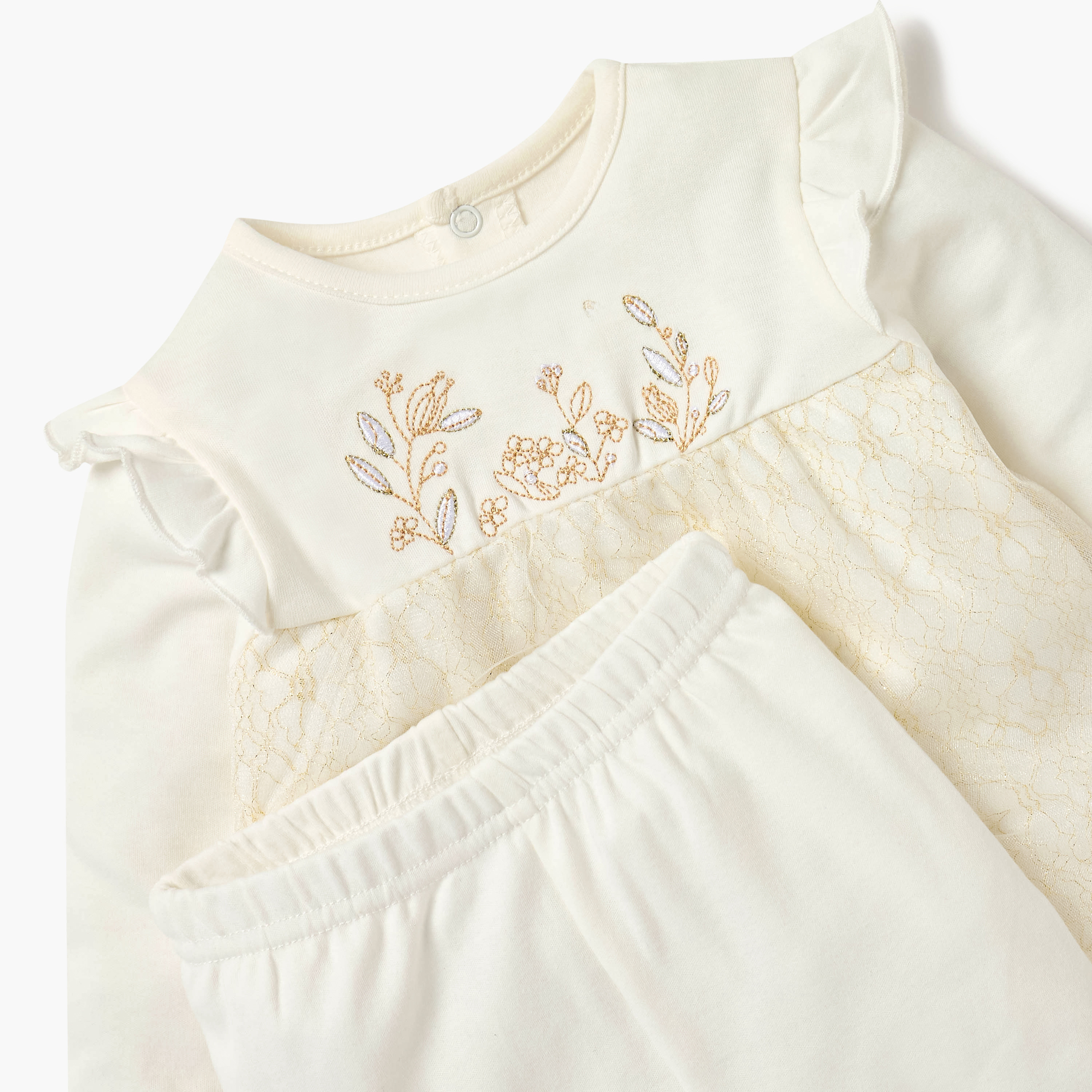 طقم تيشيرت مطرز بأكمام طويلة وبيجاما من جيجلز-baby-girls-clothing-nightwear-pyjamasets-image-3