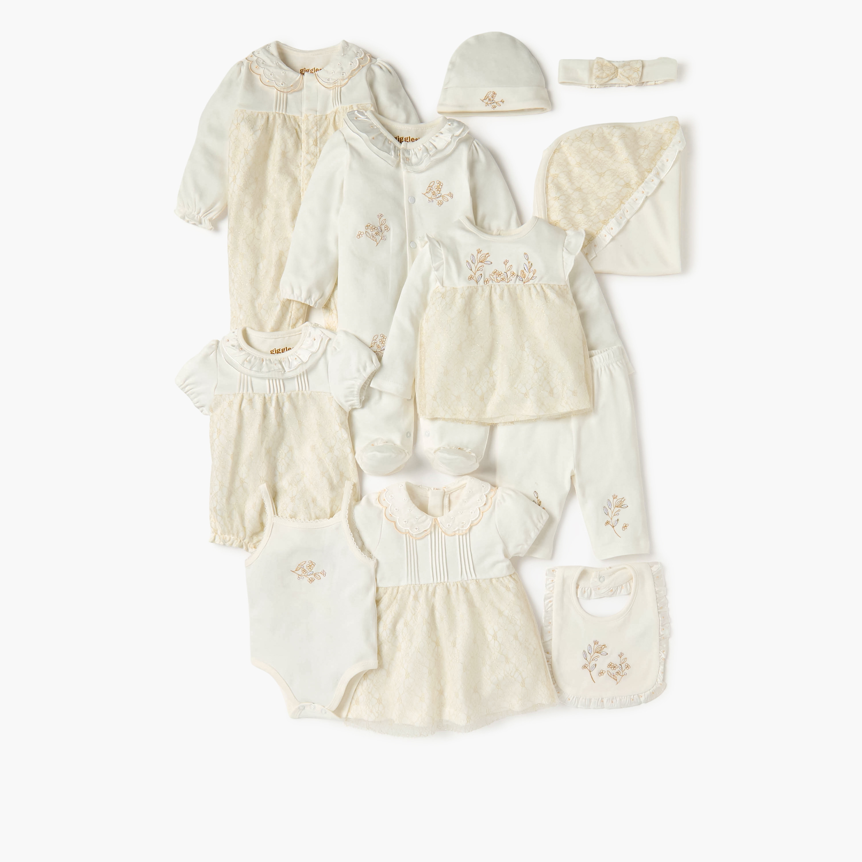 طقم تيشيرت مطرز بأكمام طويلة وبيجاما من جيجلز-baby-girls-clothing-nightwear-pyjamasets-image-1