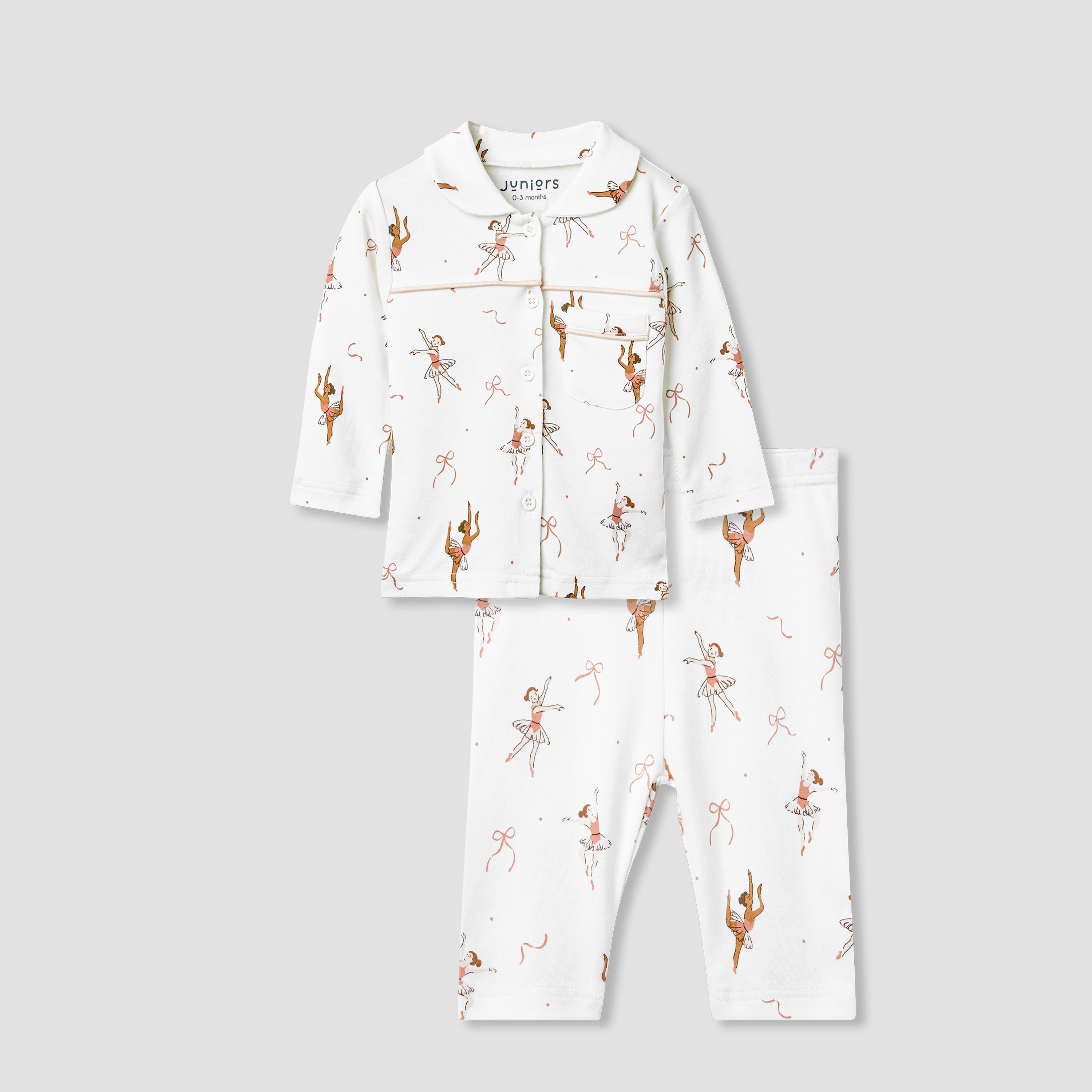 Juniors Ballerina Print Shirt and Pyjama Set-baby-girls-clothing-nightwear-pyjamasets-image-3