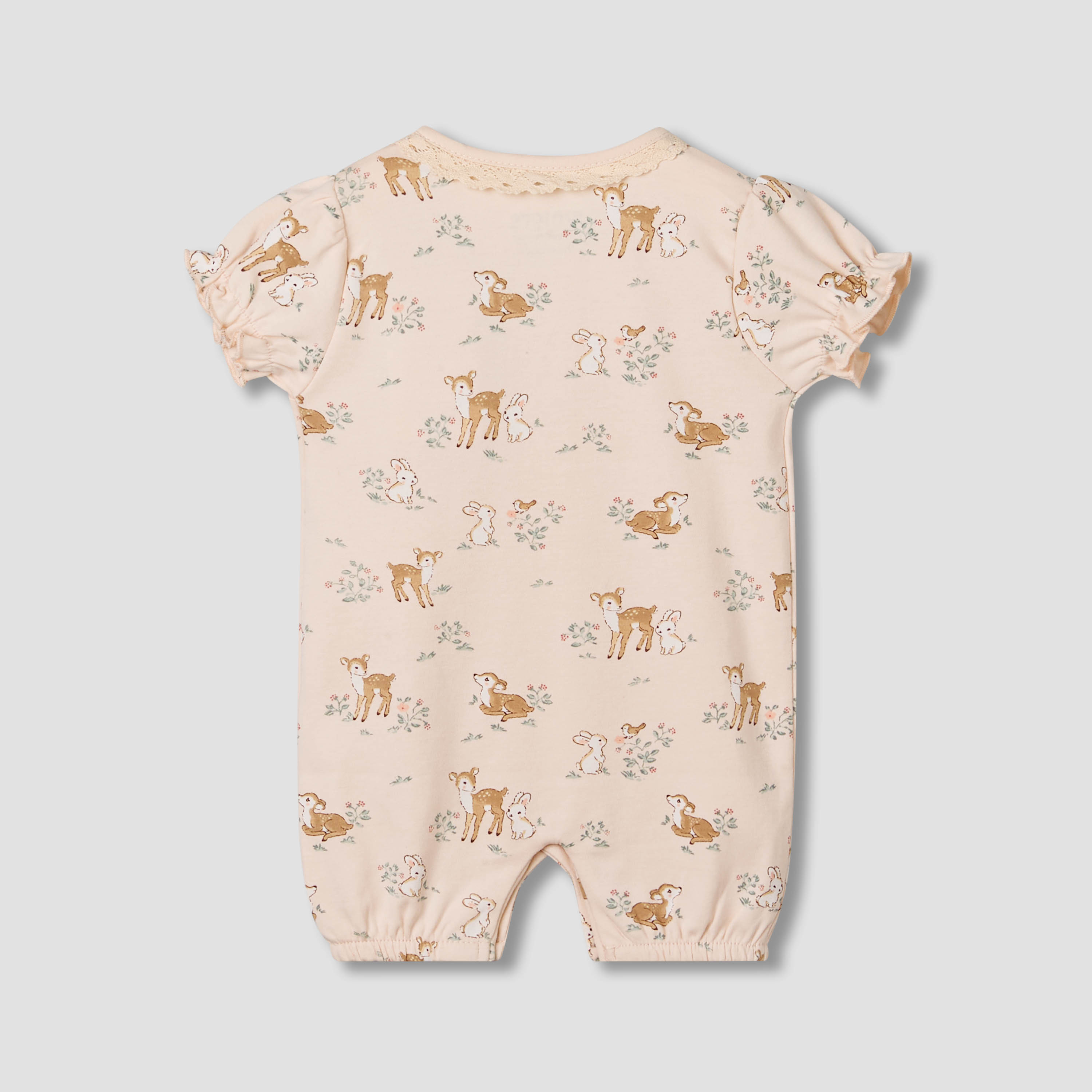 Juniors Cotton Short Sleeves Romper with Deer Print-baby-girls-clothing-rompers-image-2