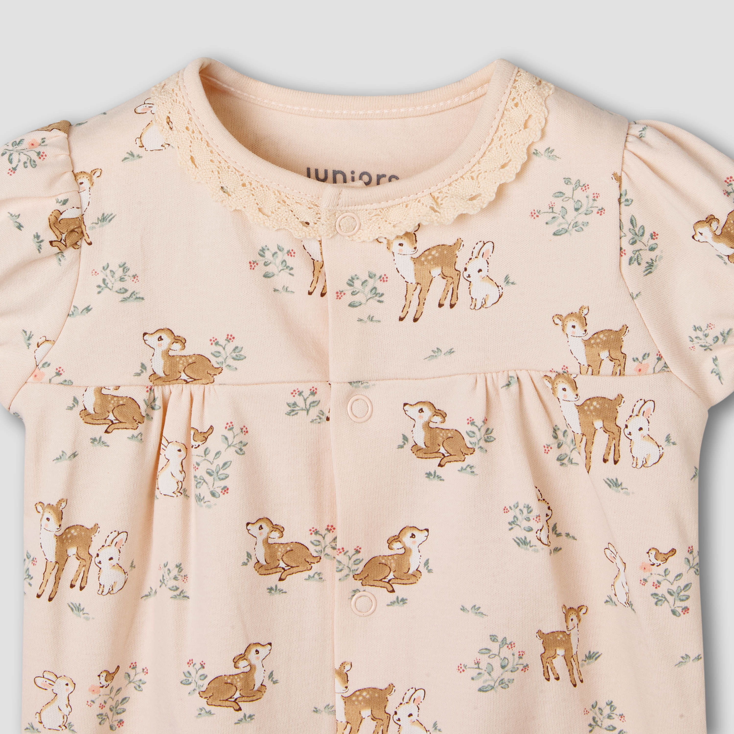 Juniors Cotton Short Sleeves Romper with Deer Print-baby-girls-clothing-rompers-image-3