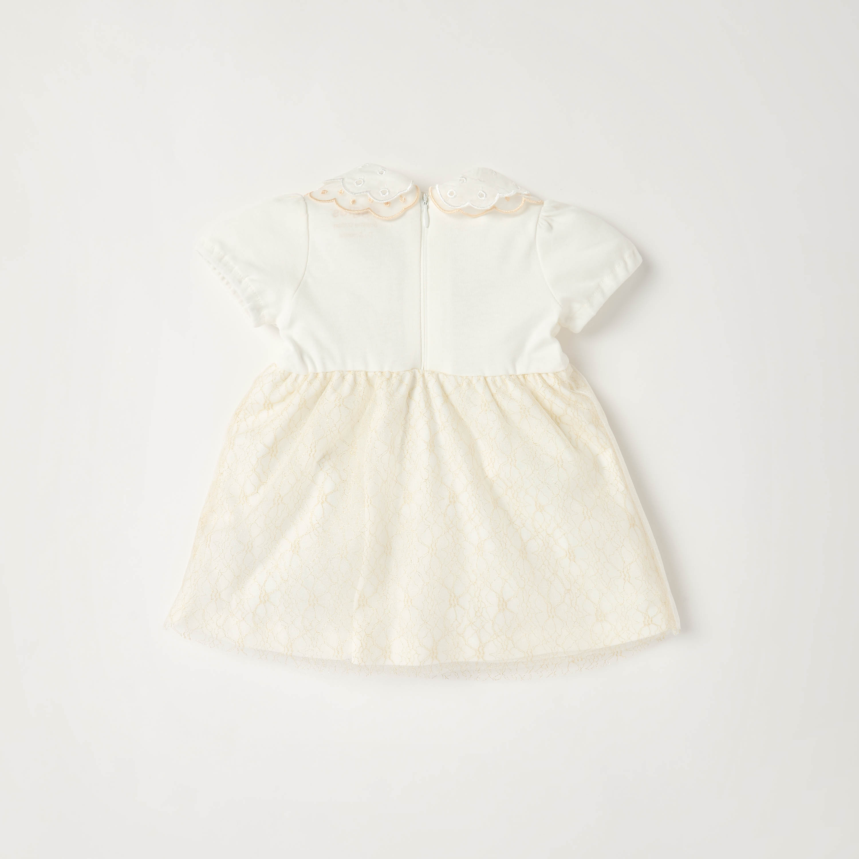 فستان إيه لاين بتطريز زهري وبأكمام قصؤة وياقة بيتر بان وبطول الركبة من جيجلز-baby-girls-clothing-dressesandjumpsuits-image-4