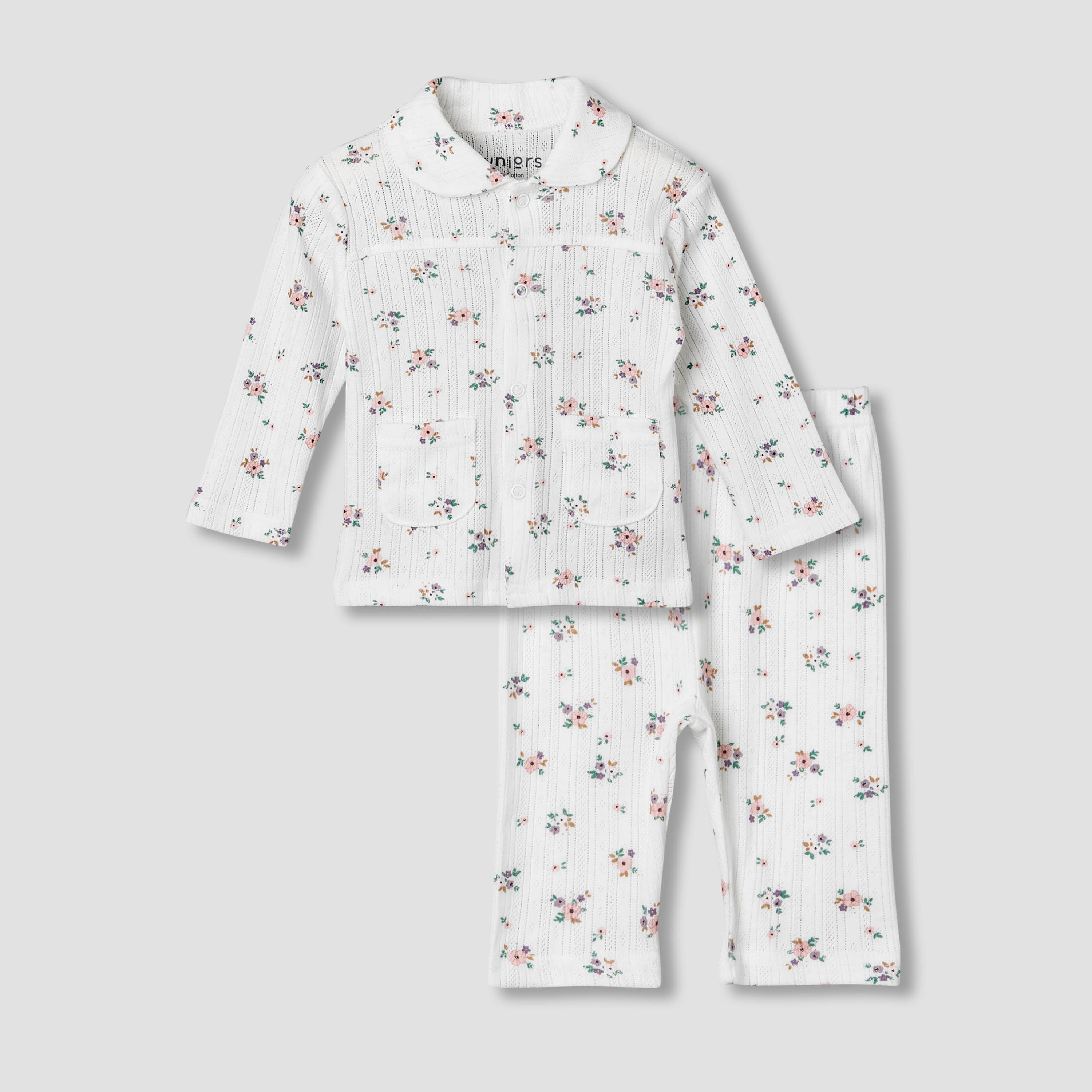 Juniors Cotton Long Sleeves Pyjama Set with Floral Print-baby-girls-clothing-nightwear-pyjamasets-image-2