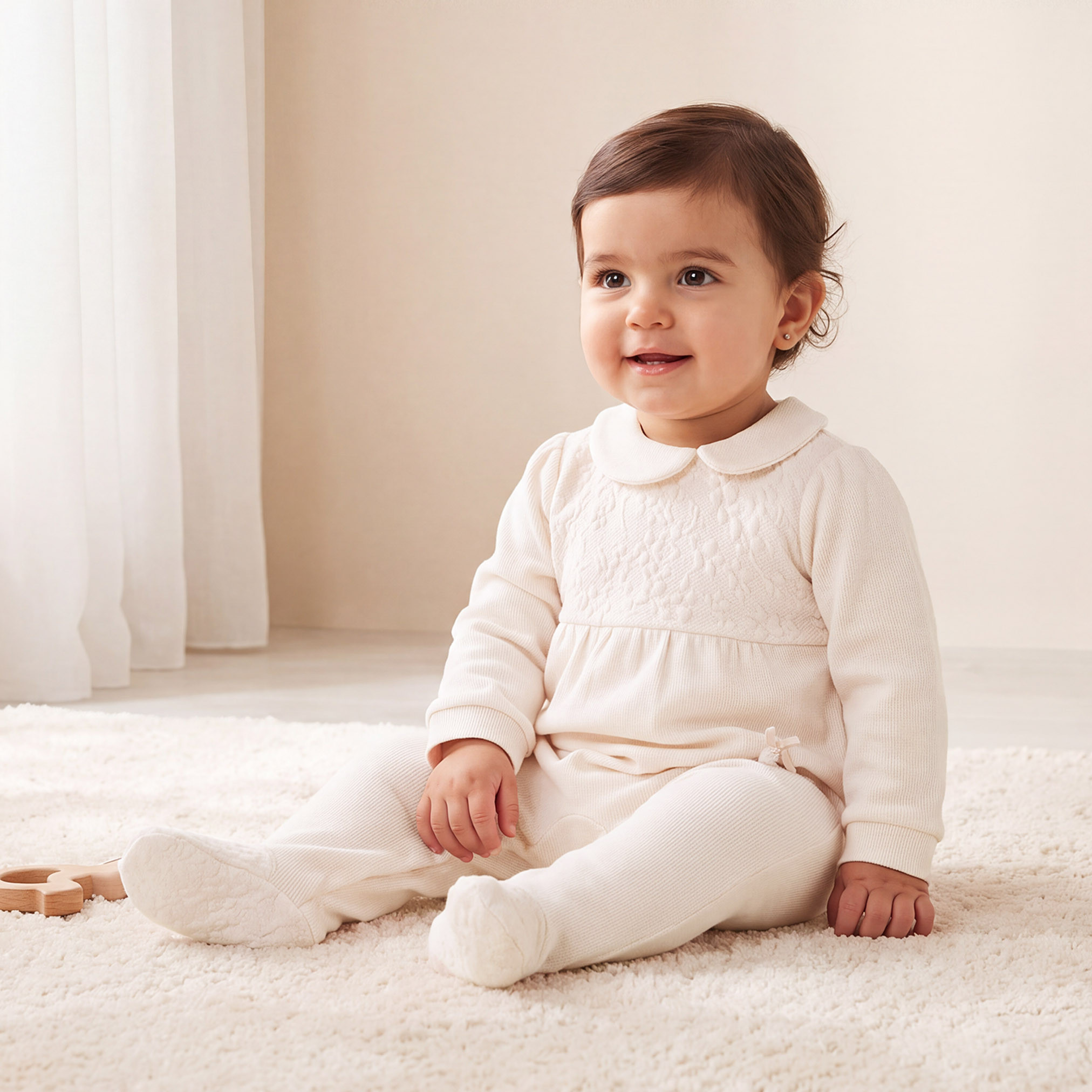 بدلة نوم قطن بياقة وأكمام طويلة وكسرات-baby-boys-clothing-nightwear-sleepsuits-image-1