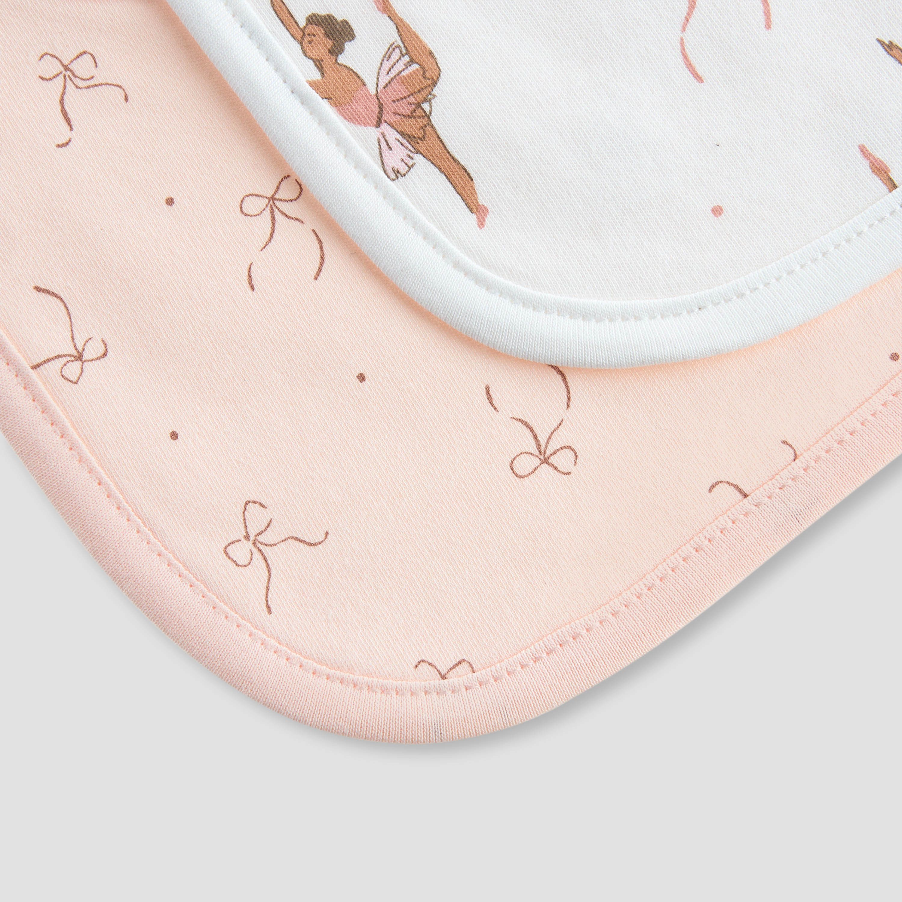 Juniors Ballerina Print Bib with Button Closure - Set of 2-baby-feeding-bibs-image-4