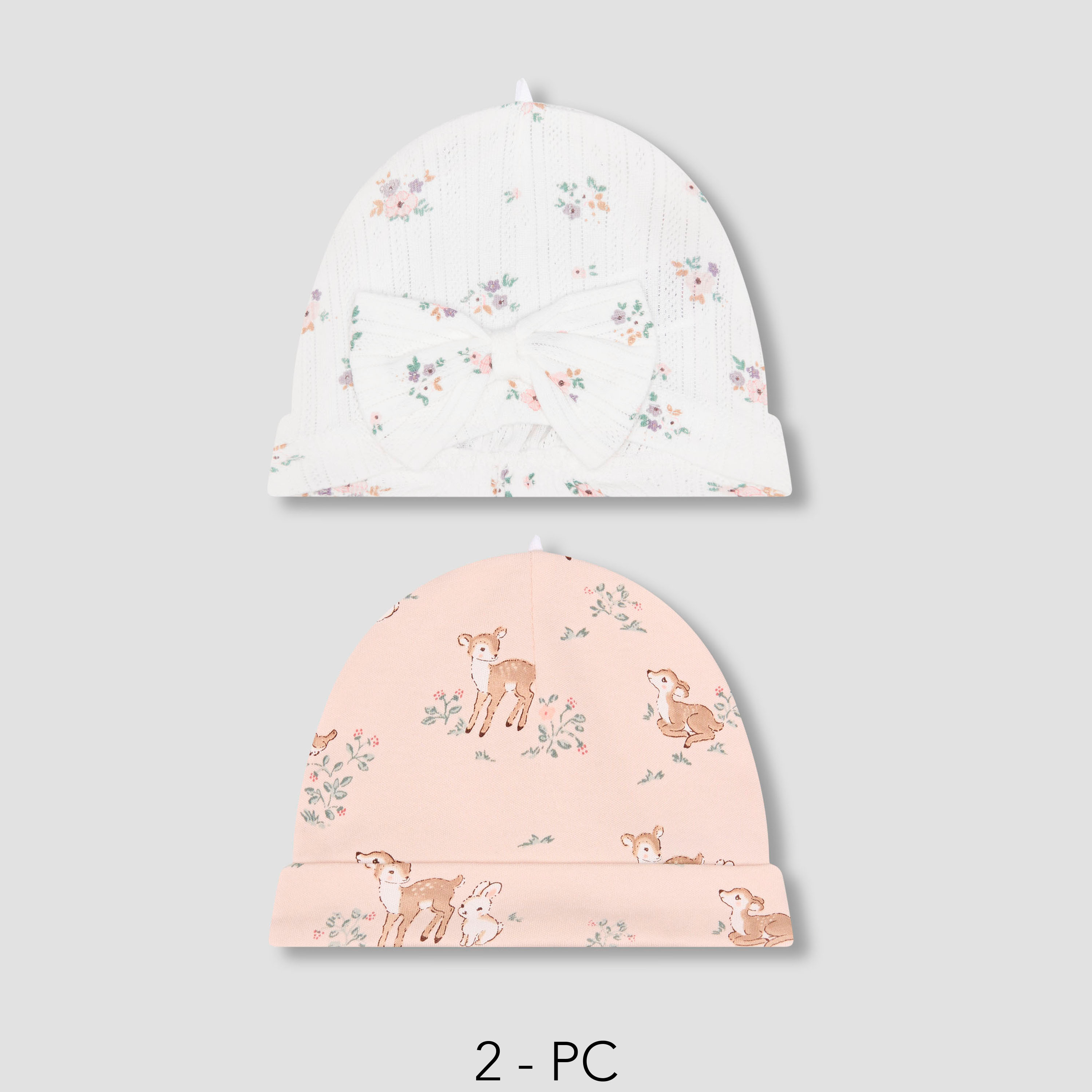 Pack of 2 Juniors Cap with Floral Print-baby-girls-accessories-caps-image-1
