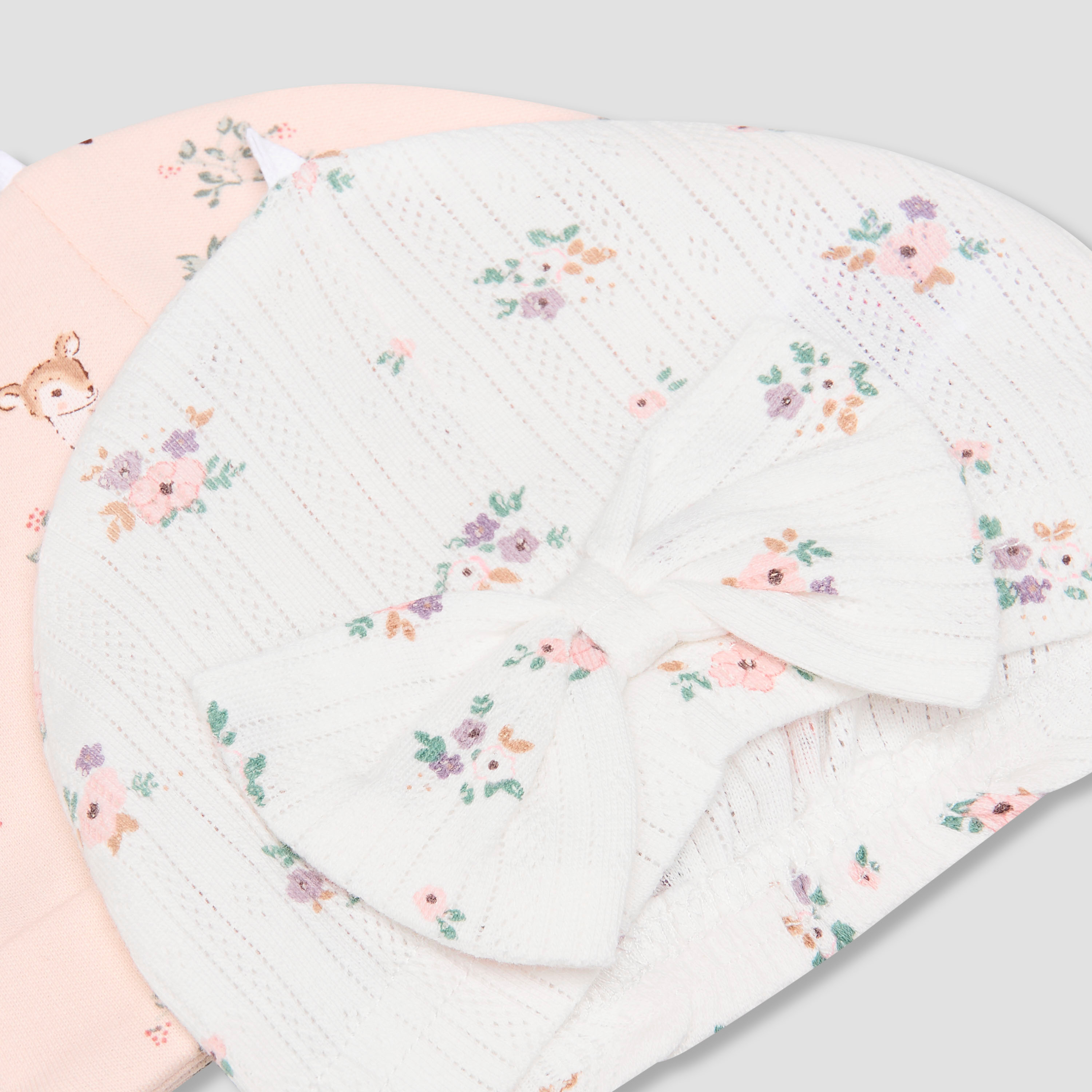 Pack of 2 Juniors Cap with Floral Print-baby-girls-accessories-caps-image-5