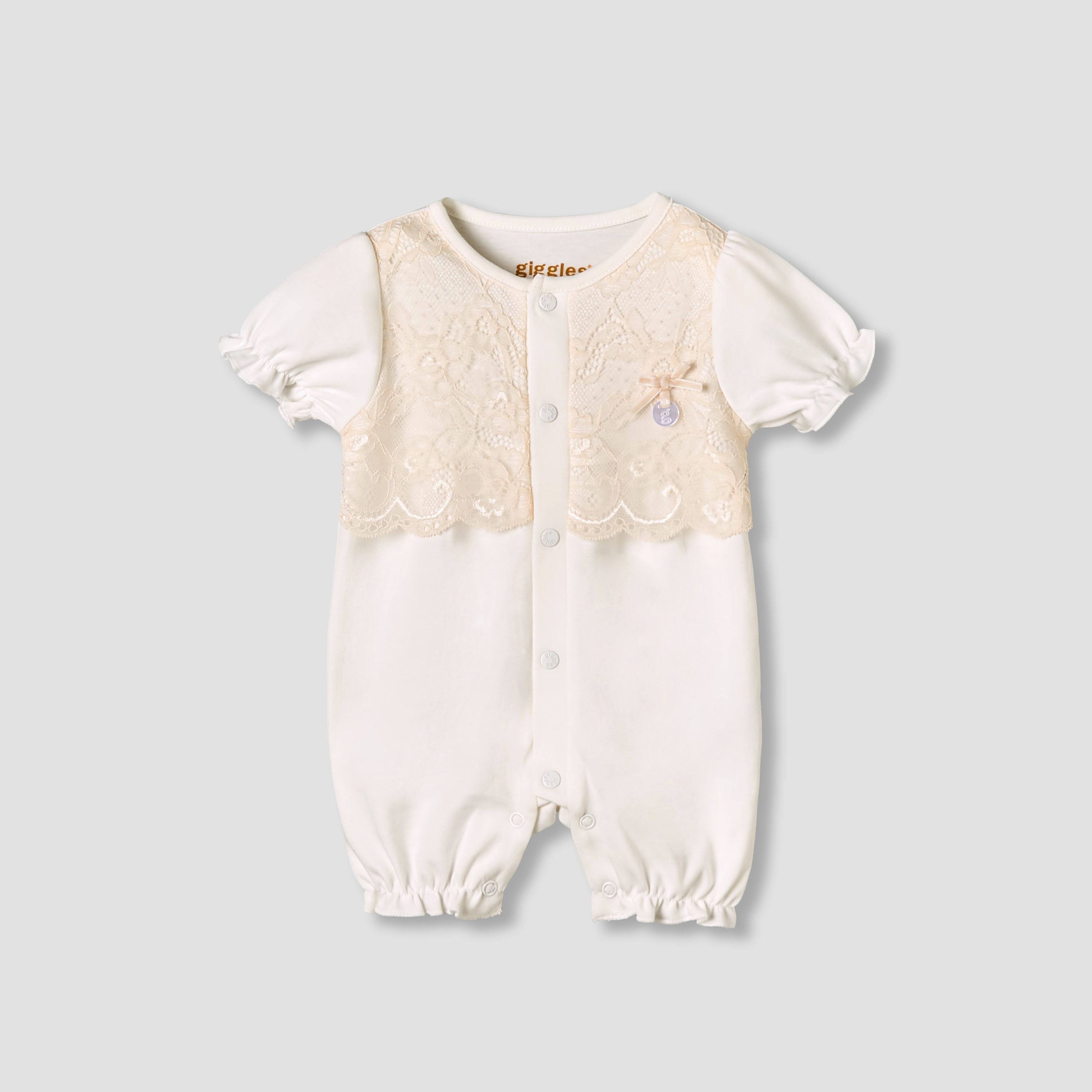 Giggles Round Neck Short Sleeves Romper with Snap Button Closure-baby-girls-clothing-rompers-image-1