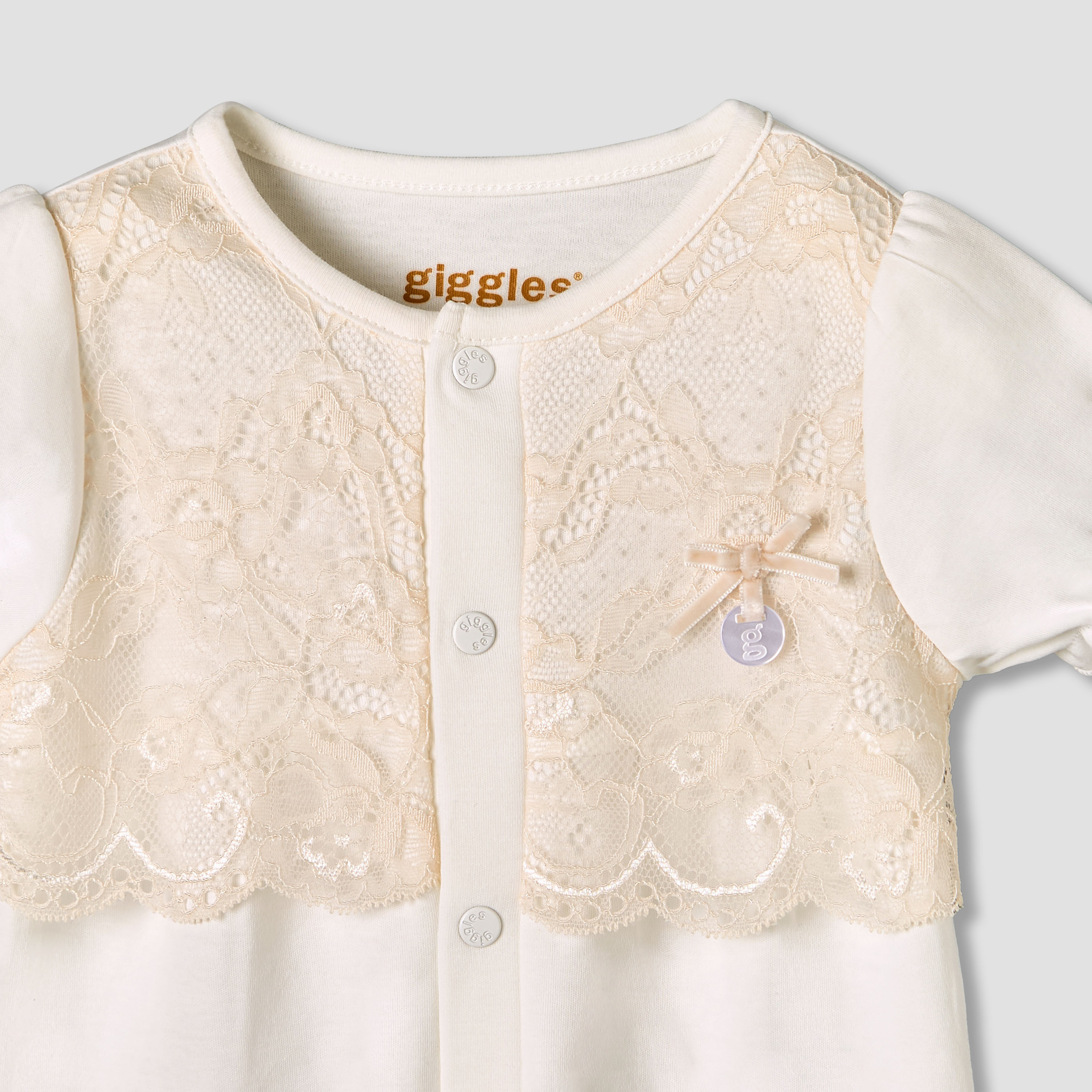 Giggles Round Neck Short Sleeves Romper with Snap Button Closure-baby-girls-clothing-rompers-image-3