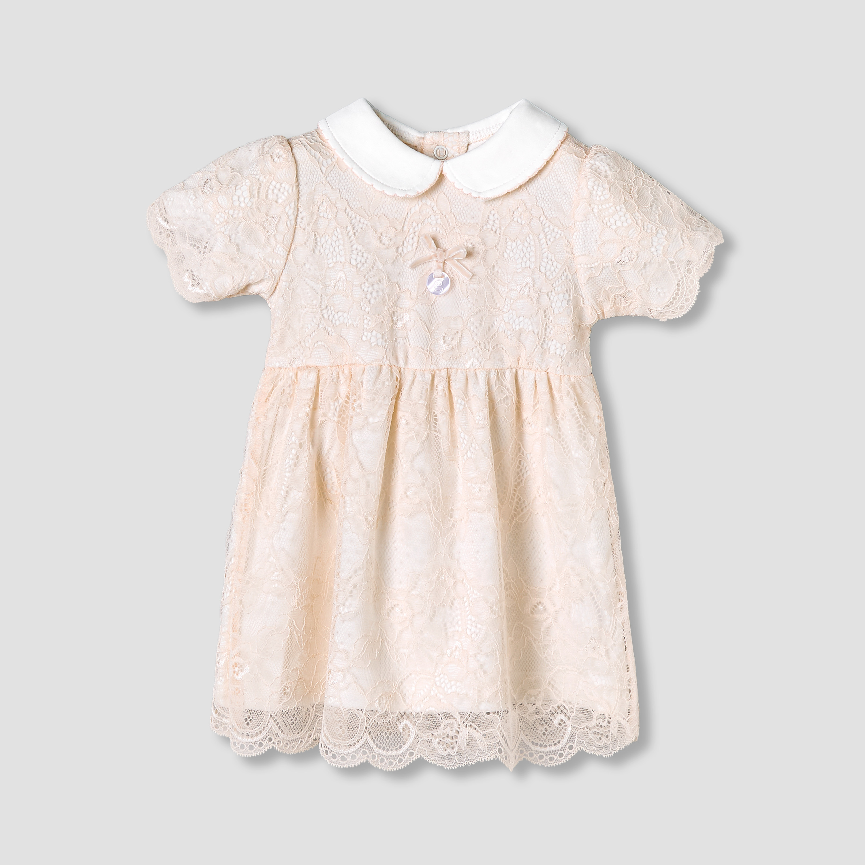 Giggles Peter Pan Collar Short Sleeves A-Line Dress with Lace Detail-baby-girls-clothing-dressesandjumpsuits-image-2
