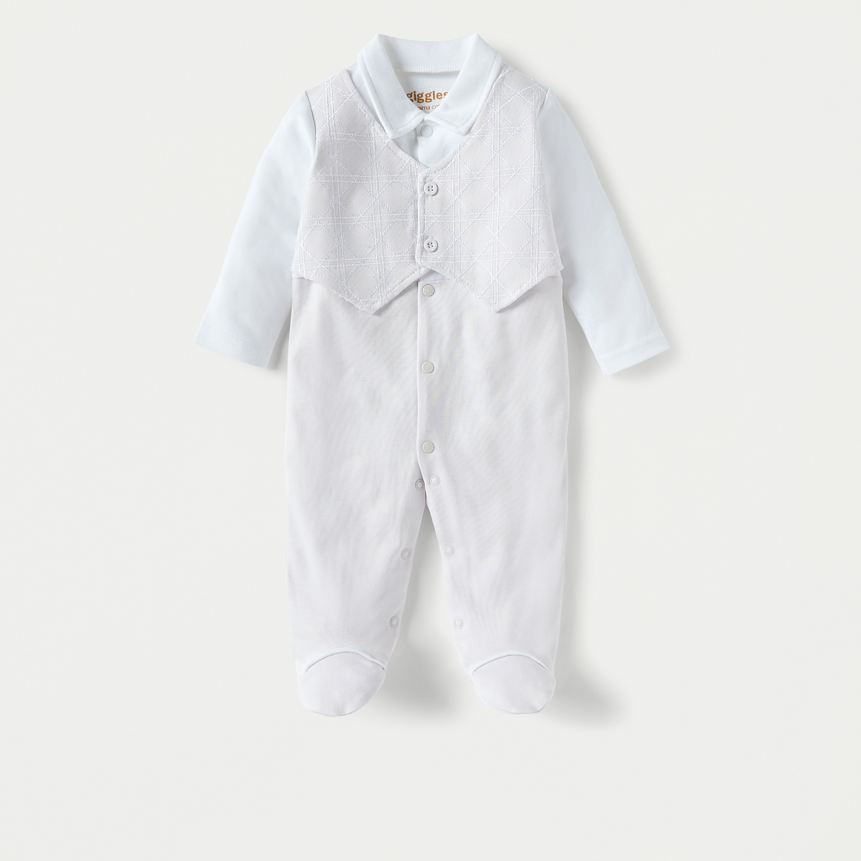 Giggles Textured Closed Foot Sleepsuit with Jacket Detail and Collar-baby-boys-clothing-nightwear-sleepsuits-image-1