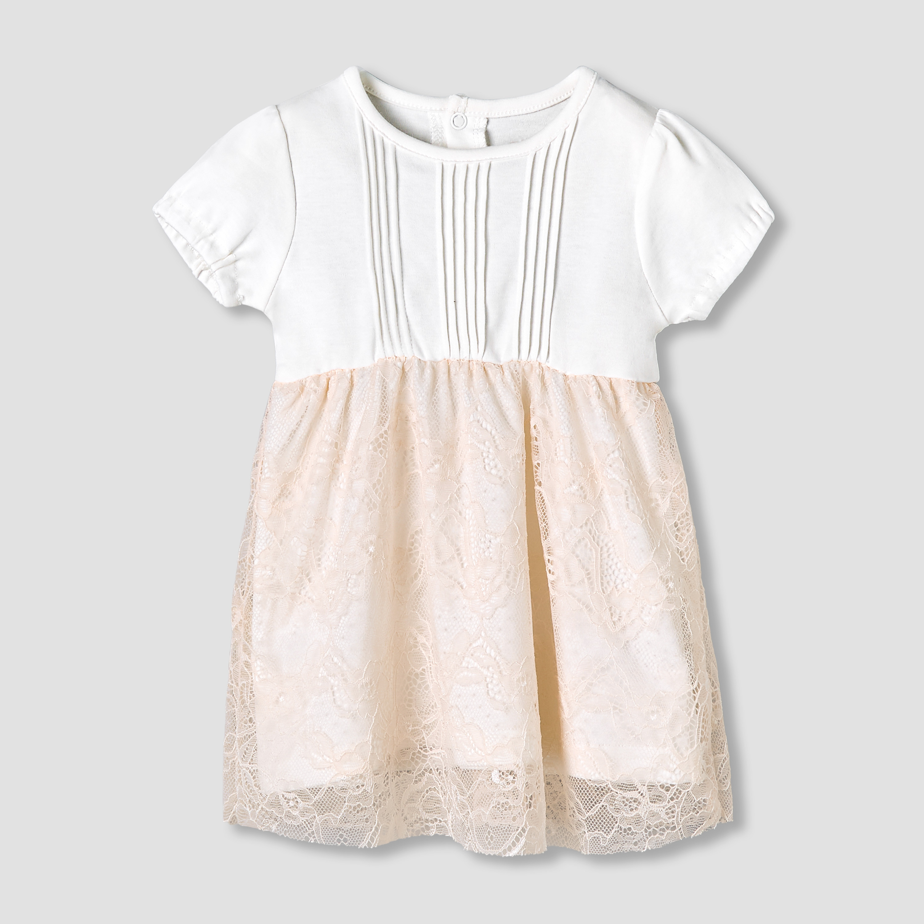 Giggles Round Neck Short Sleeves A-Line Dress with Lace Detail-baby-girls-clothing-dressesandjumpsuits-image-2