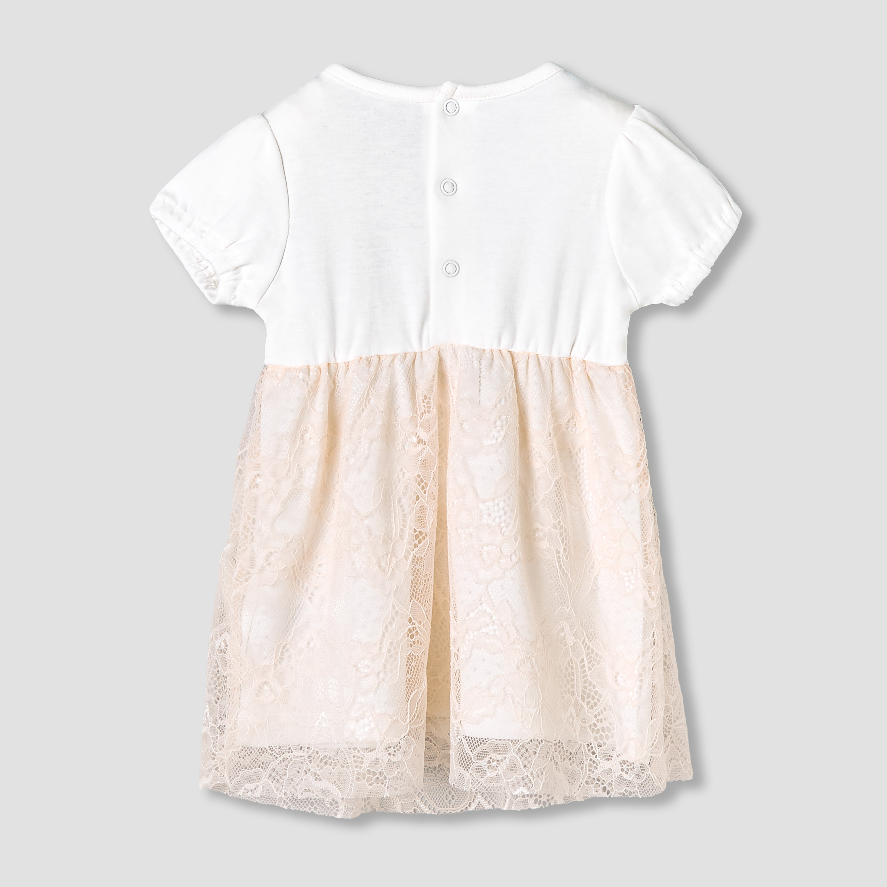 Giggles Round Neck Short Sleeves A-Line Dress with Lace Detail-baby-girls-clothing-dressesandjumpsuits-image-3