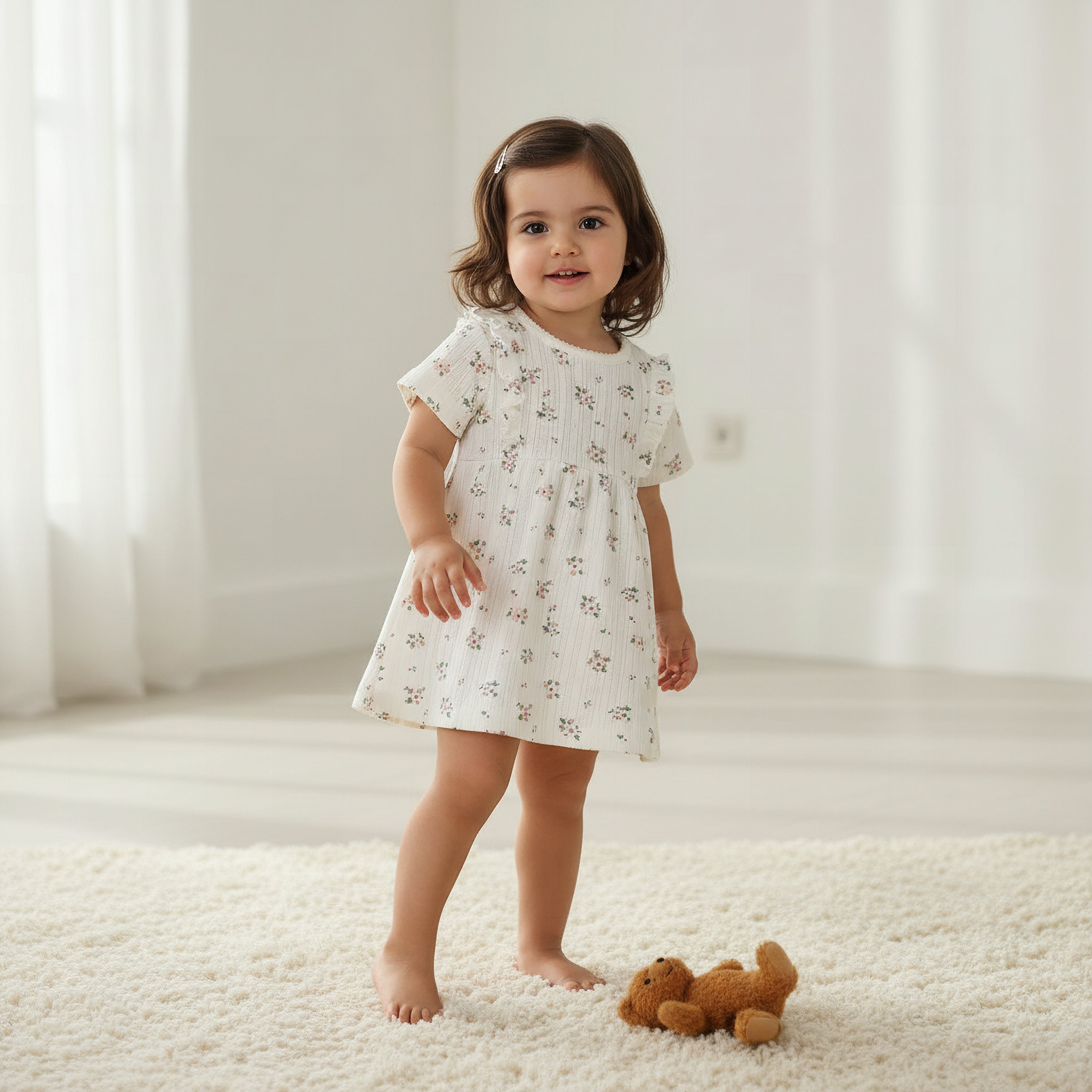 Juniors Round Neck Short Sleeves A-line Dress with Floral Print-baby-girls-clothing-dressesandjumpsuits-image-1