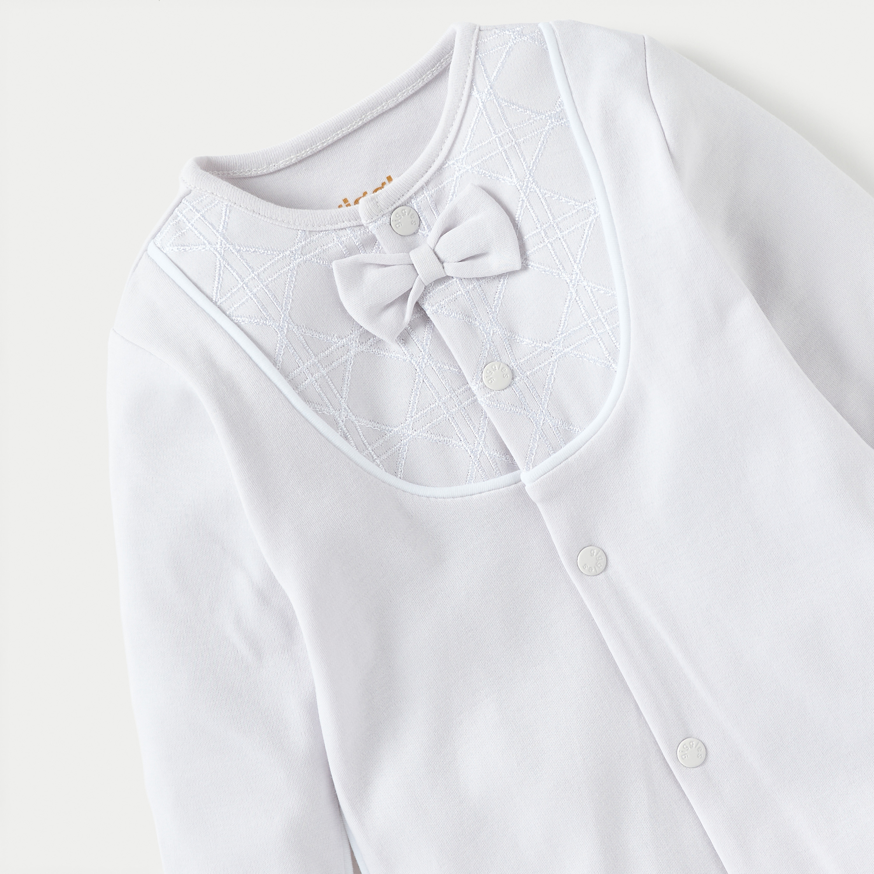 Giggles Textured Closed Feet Sleepsuit with Bow Detail-baby-boys-clothing-nightwear-sleepsuits-image-2